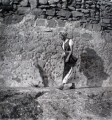 Girl in Front of a Block Wall, 1940, black and white print, 40 x 40 cm