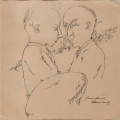 Two Men in Front of Houses (Zwei Männer vor Häusern), 1927, pen drawing on paper, 19,5 x 19,7 cm