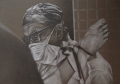 Abortion is Man's Business (Abtrebung ist Männersache), 1976, crayon on brown paper, 70 x 100 cm