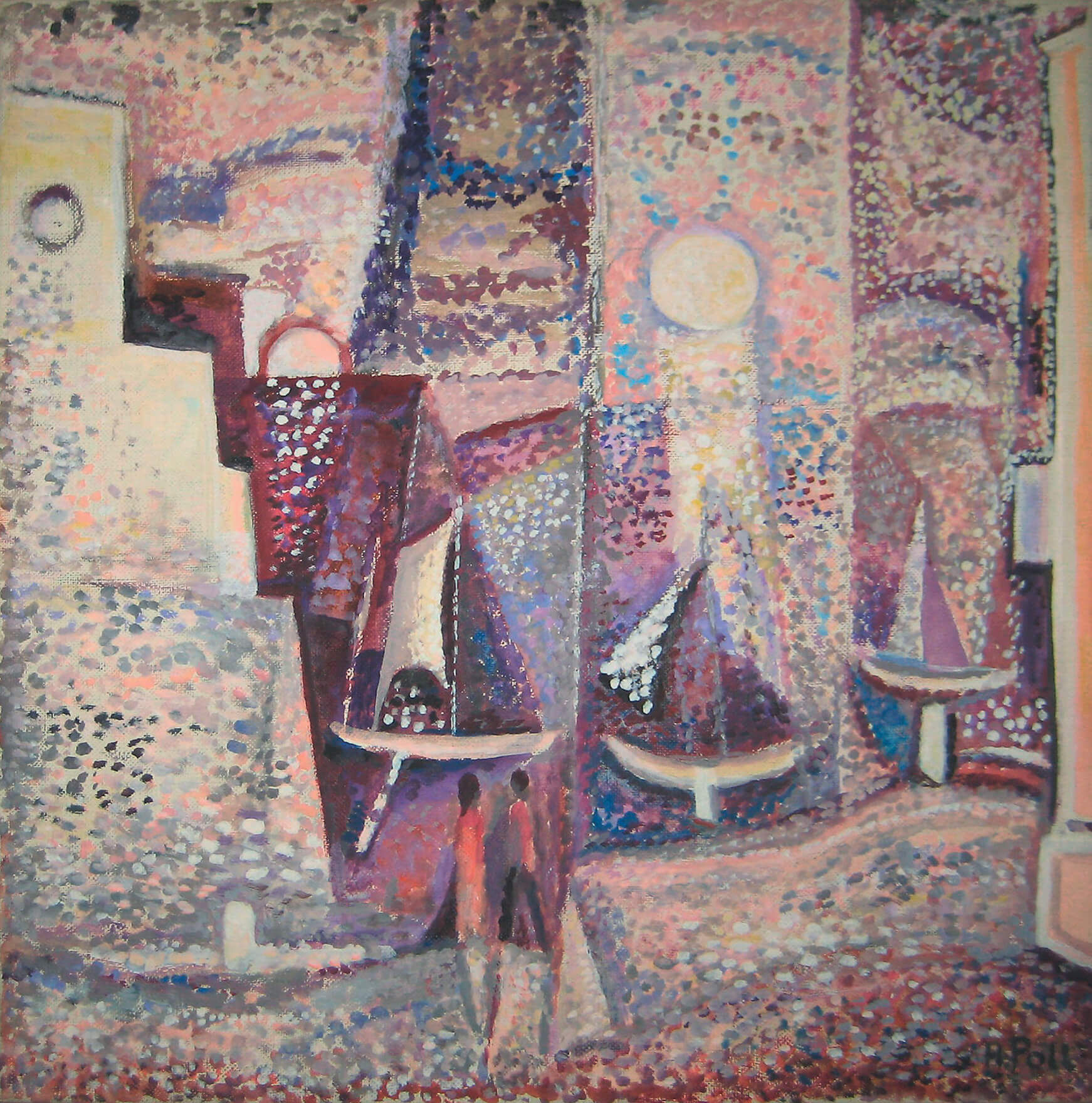 Hermann Poll_Mondnacht_1950_Öl auf Leinwand_40,5 x 40,5 cm
