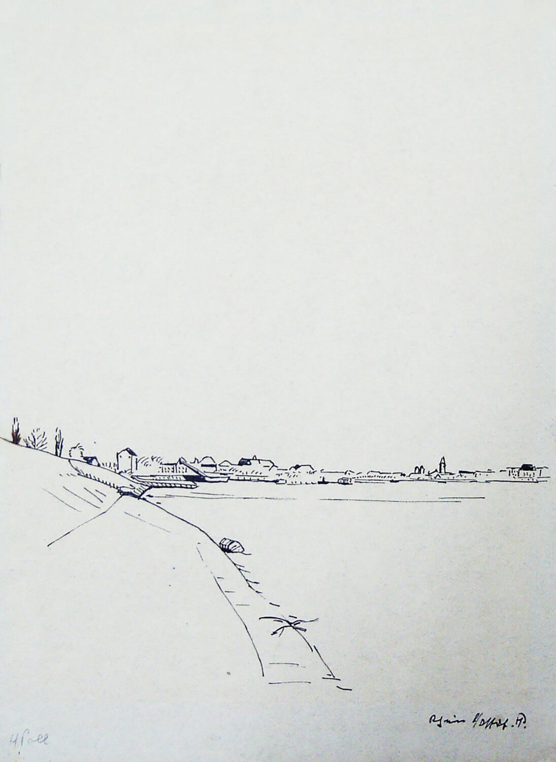 Poll_Hermann_Rhein bei Duesseldorf_1924_Tusche auf Papier_32,5x24cm_300dpi