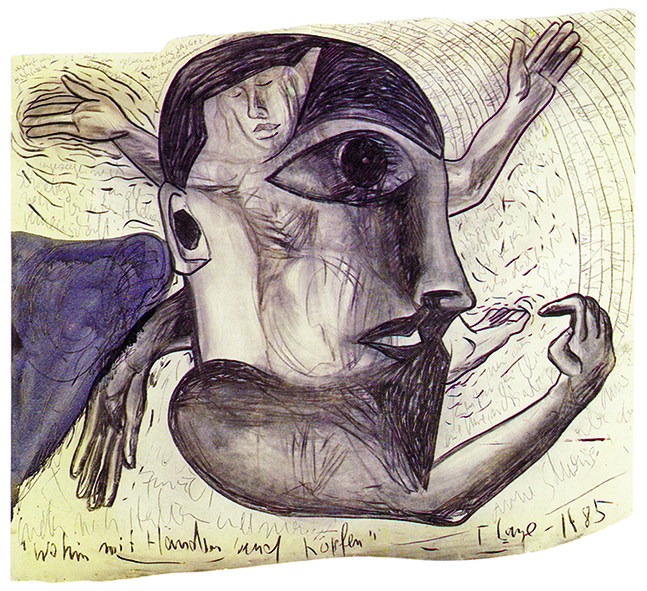 Thomas Lange_Wohin mit Haenden und Koepfen_1985_Mischtechnik auf Papier_150 x 170 cm_300dpi