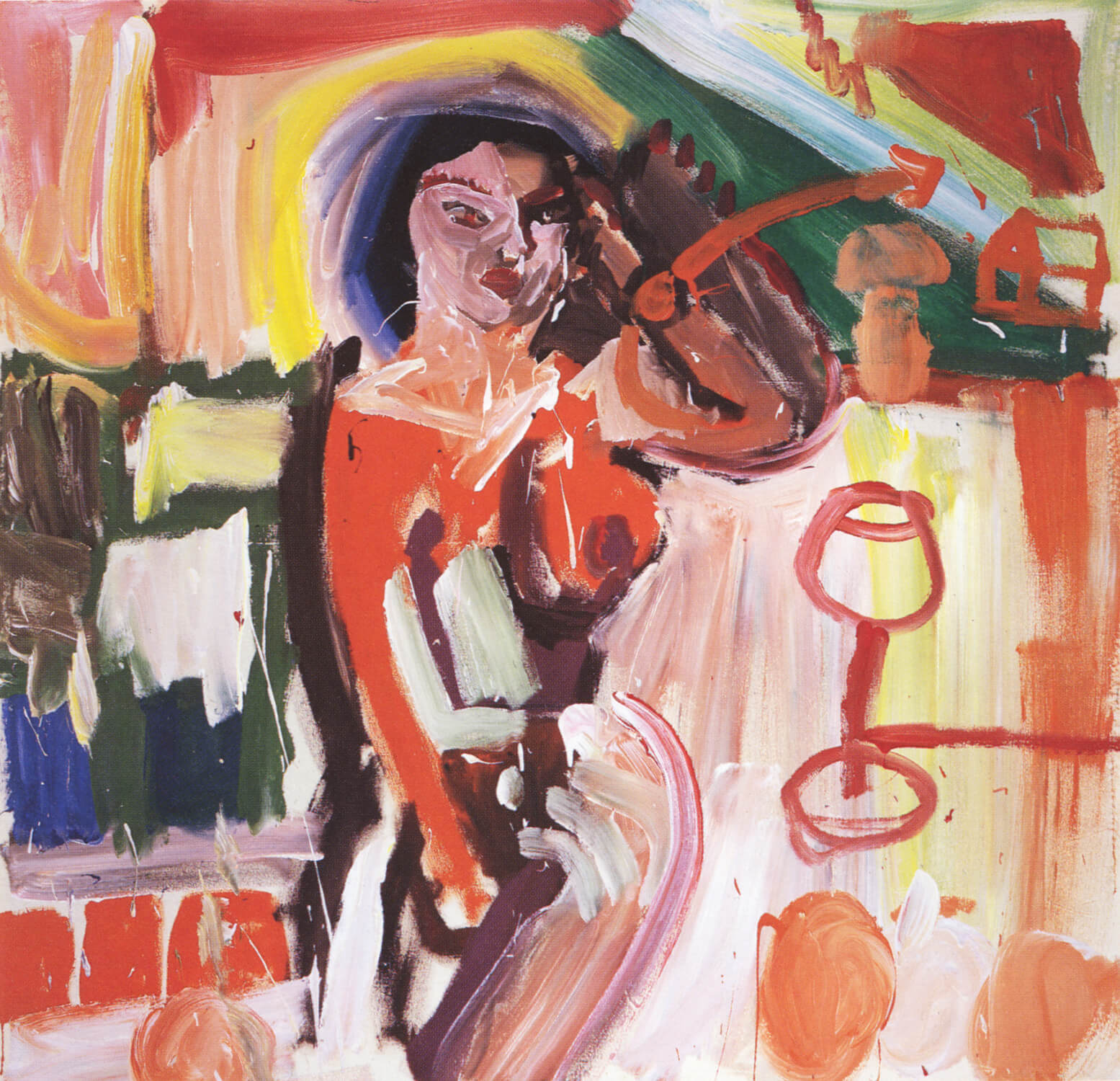 Andreas Kaps, Callgirl, 1986, Dispersionsfarbe auf Nessel, 150 x 150 cm