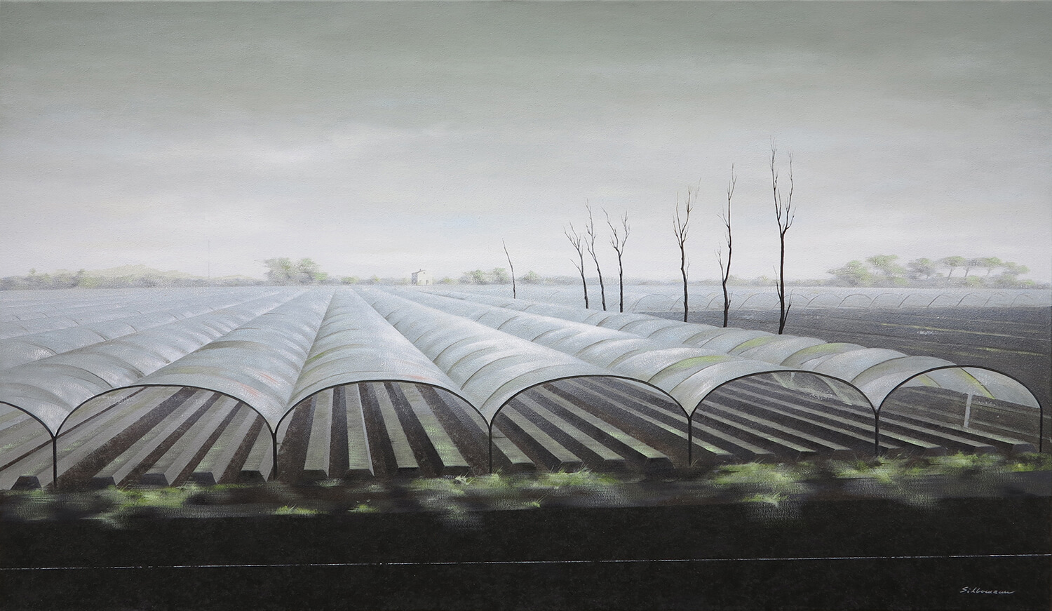 Andreas Silbermann, Caserta, 2020, Öl auf Leinwand, 65 x 112 cm
