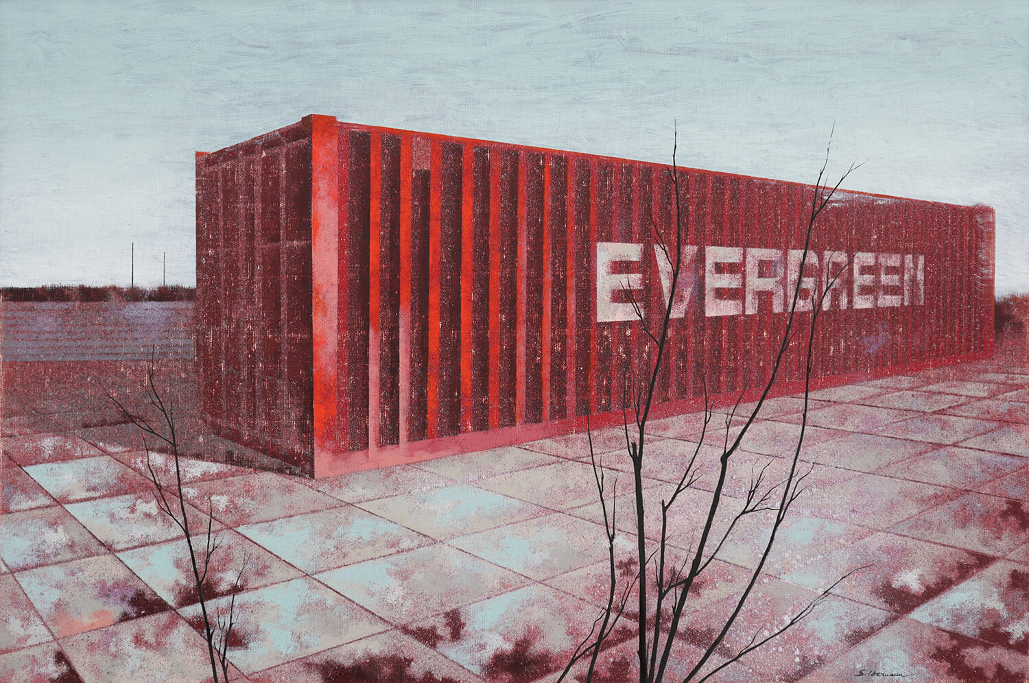 Andreas Silbermann, Evergreen, 2021-22, Öl auf Leinwand, 40 x 60 cm