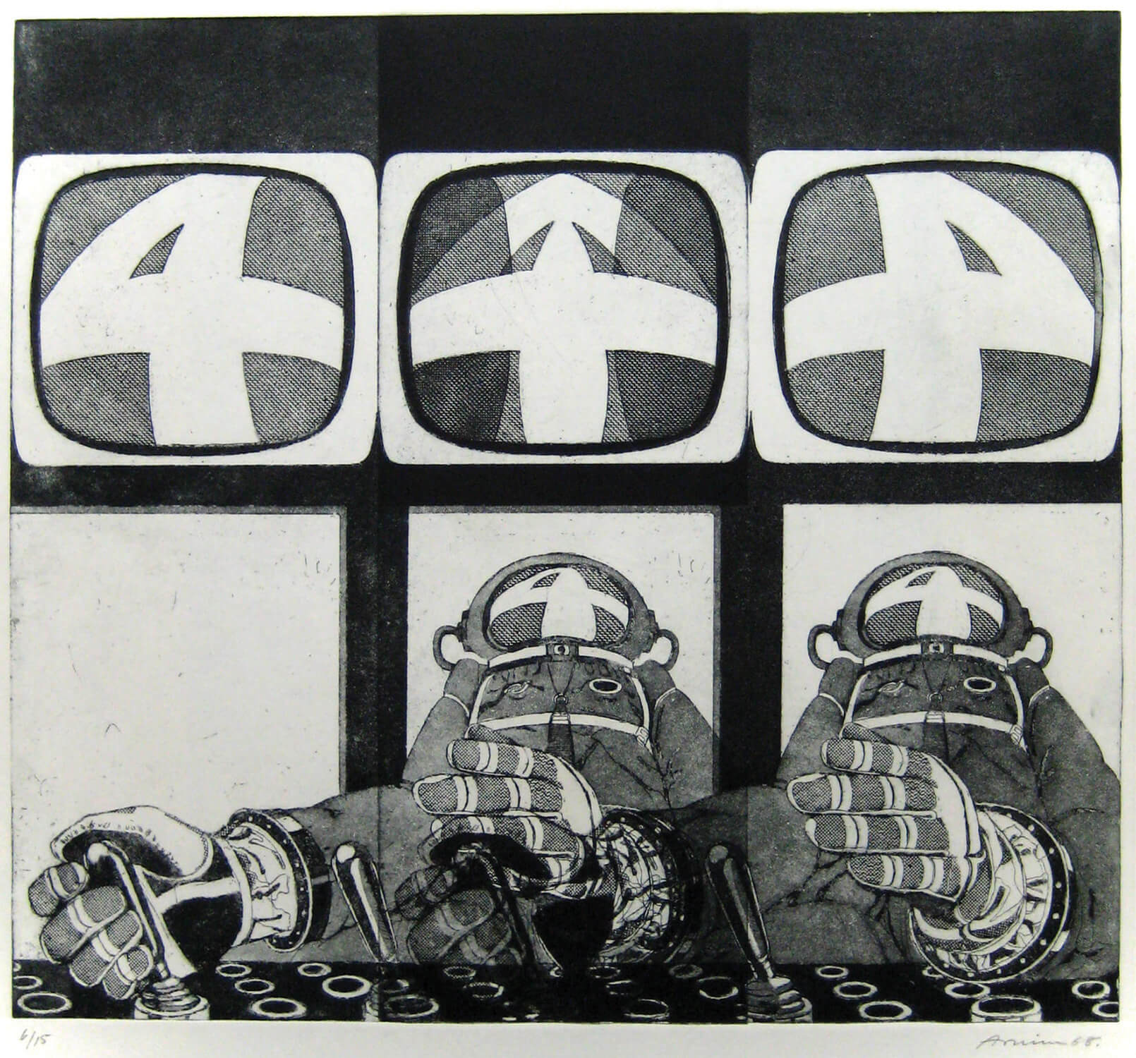 Bettina von Arnim, four, 1968, Radierung, Auflage: 15, 34,5 x 38,5 cm (nur als Mappe mit 5 Radierungen)