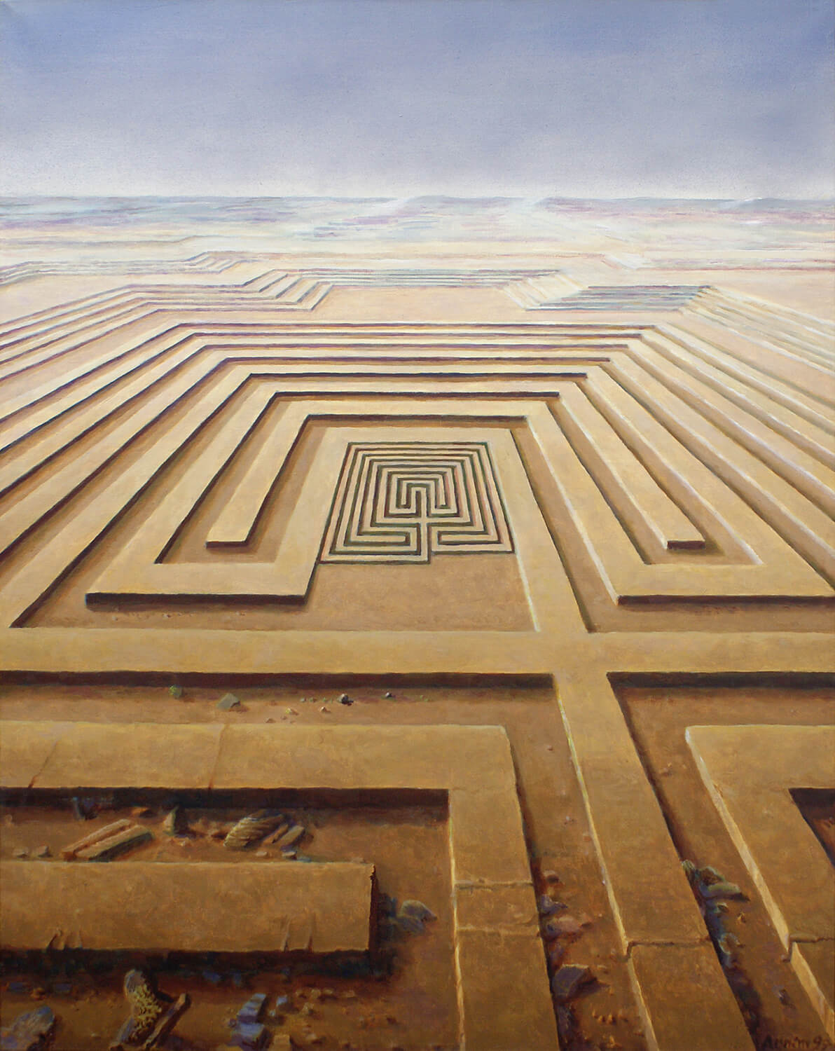 Bettina von Arnim, Labyrinth, 1997, Öl auf Leinwand, 92 x 73 cm