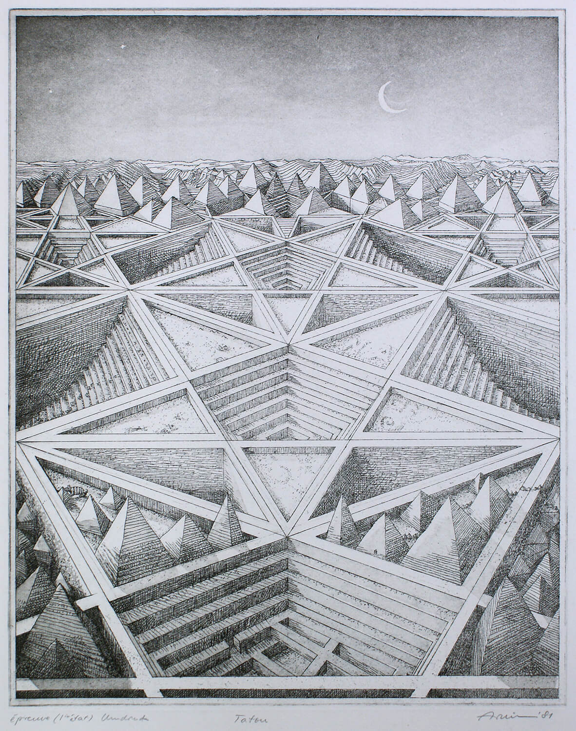 Bettina von Arnim, Tatou, 1981, Umdruck, e. a., 1. Zustand, Bild: 48,5 x 40 cm, Blatt: 67,5 x 52 cm