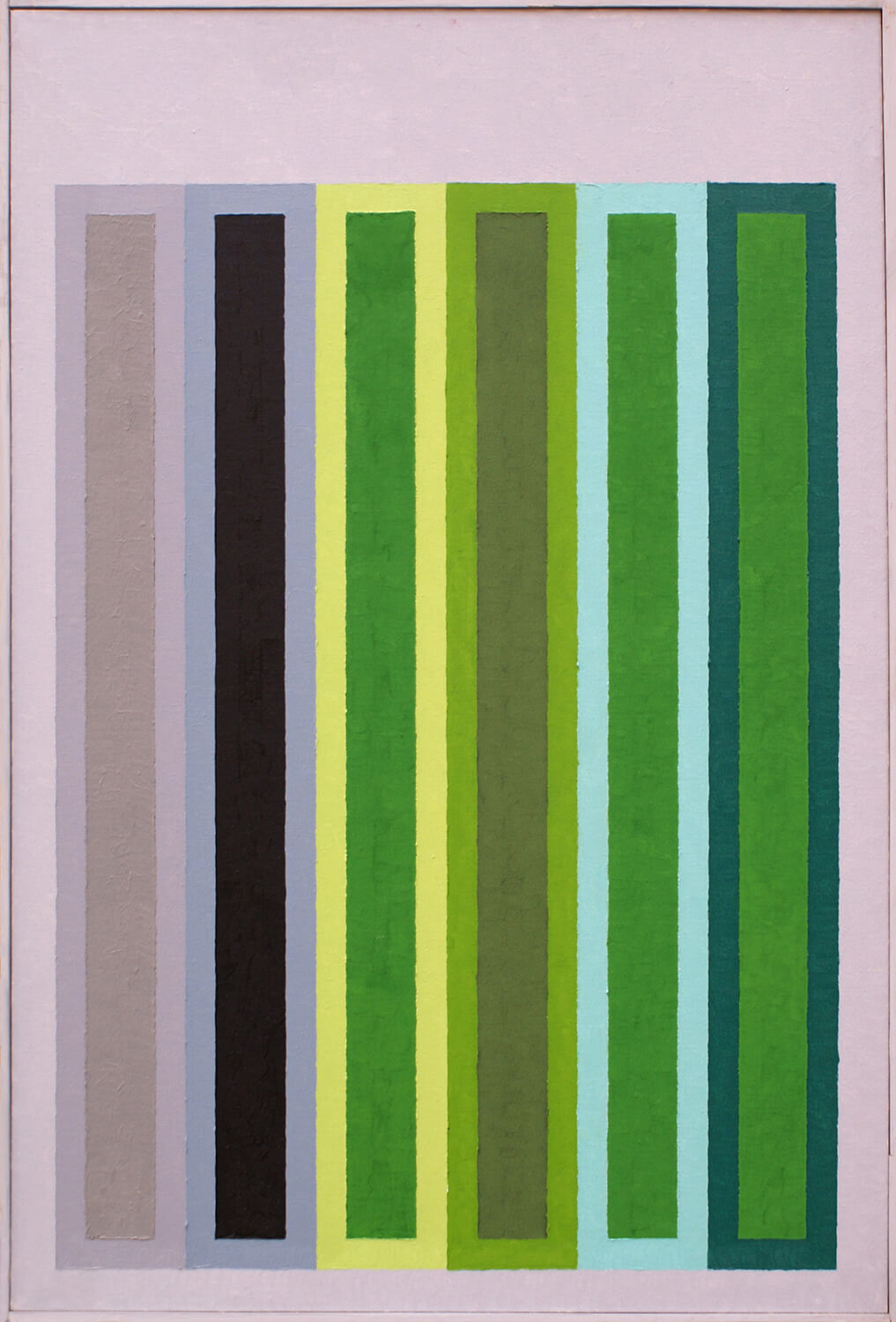 Peter Benkert, Untitled 3 (five-part series), 1977, acrylic on canvas, 90 x 60 cm