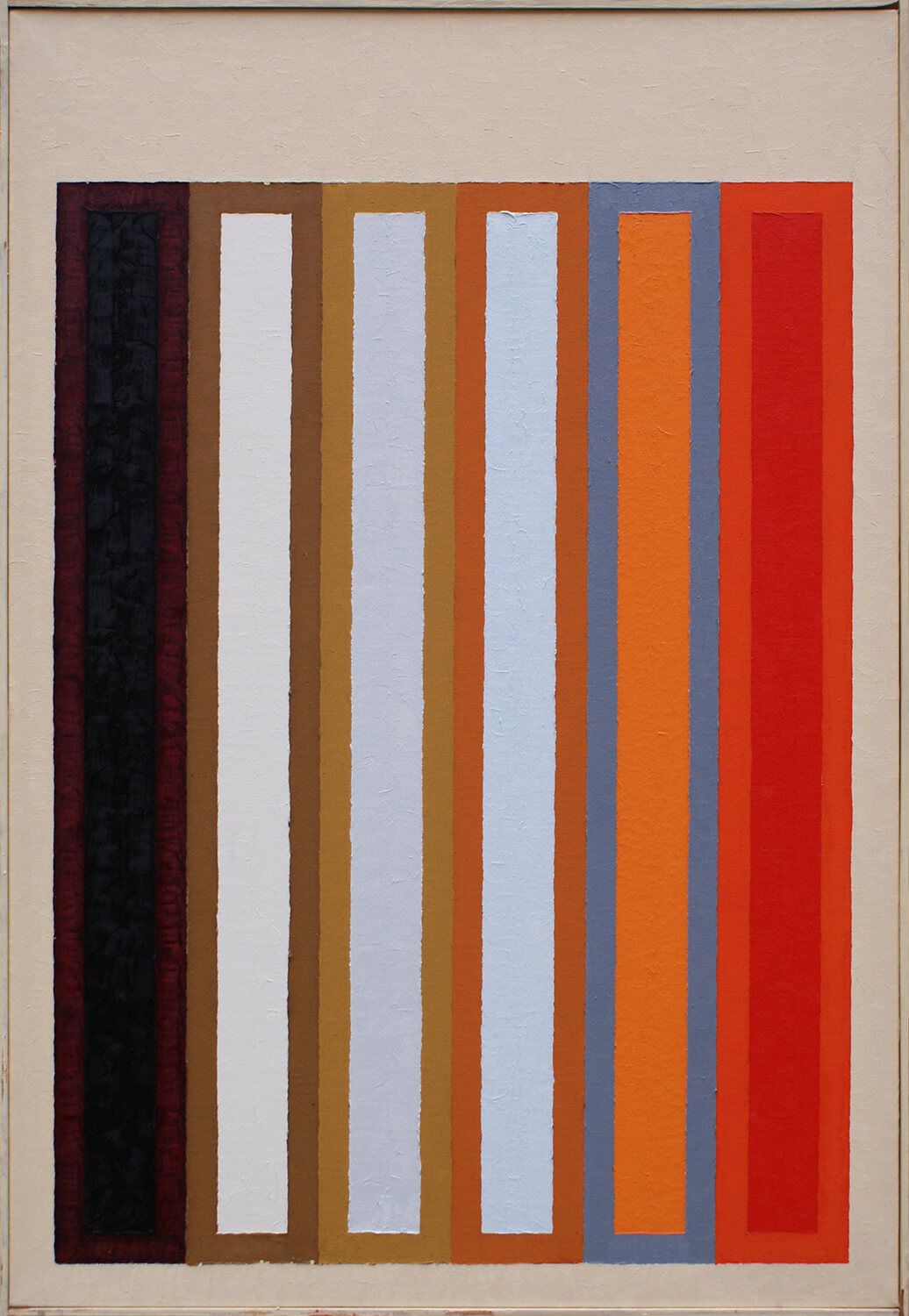Peter Benkert, Untitled 4 (five-part series), 1977, acrylic on canvas, 90 x 60 cm
