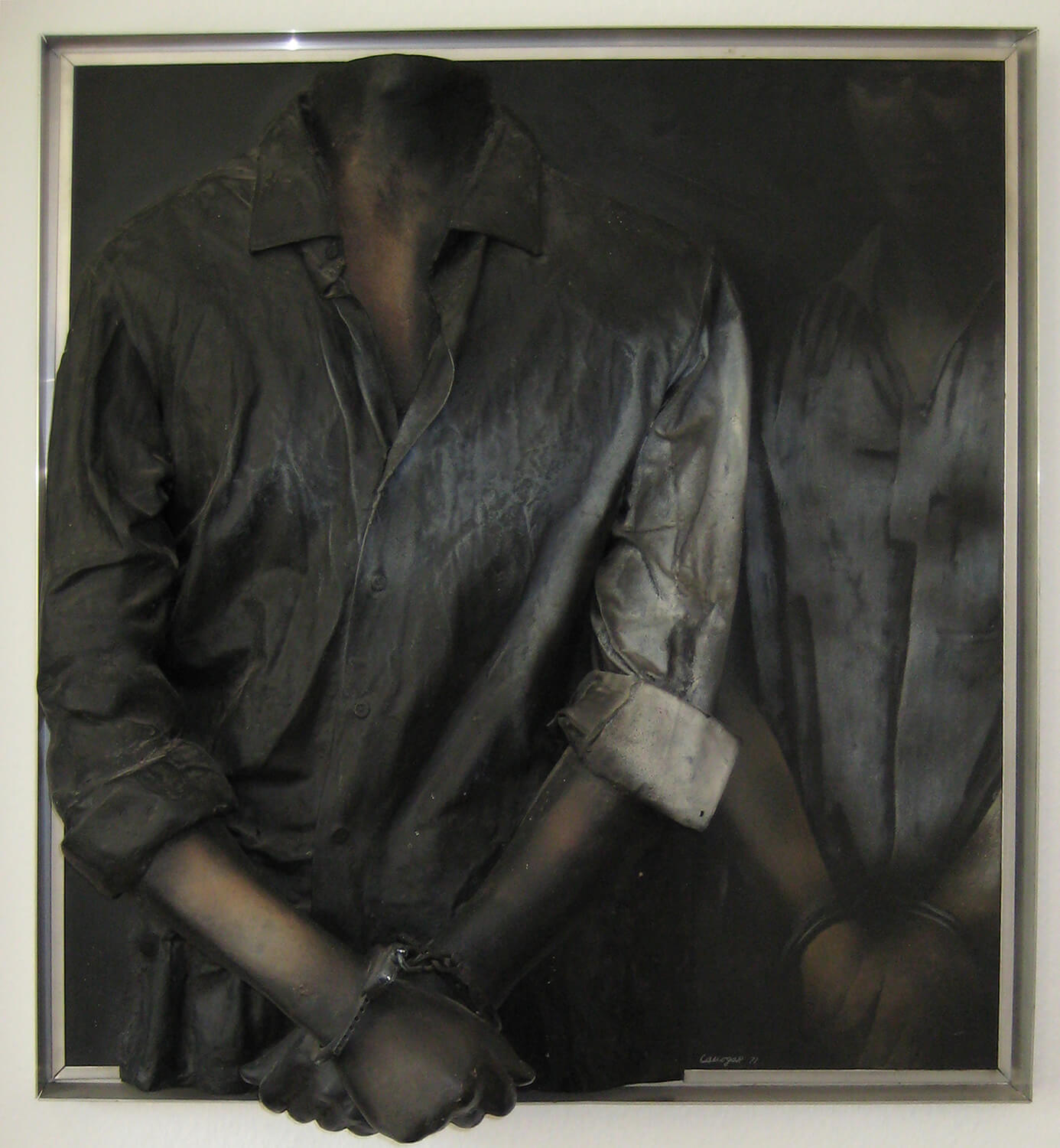 Rafael Canogar, Il Reo, 1971, Mischtechnik auf Holz, 75 x 70 cm