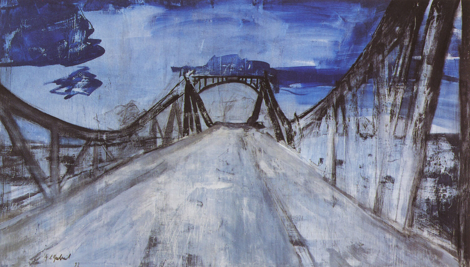 G. L. Gabriel, Glienicker Brücke, 1992, Mischtechnik auf Leinwand, 220 x 380 cm