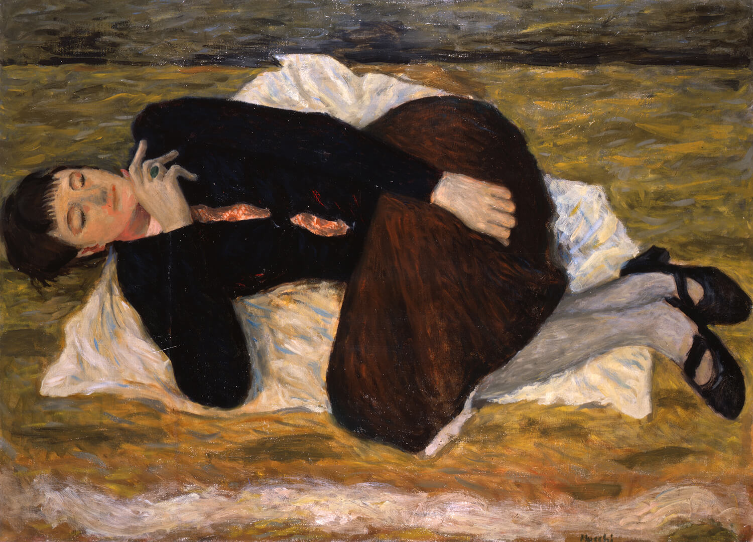 Gabriele Mucchi, Ausruhendes Mädchen (Genni), 1936, Öl auf Leinwand, 73 x 102 cm