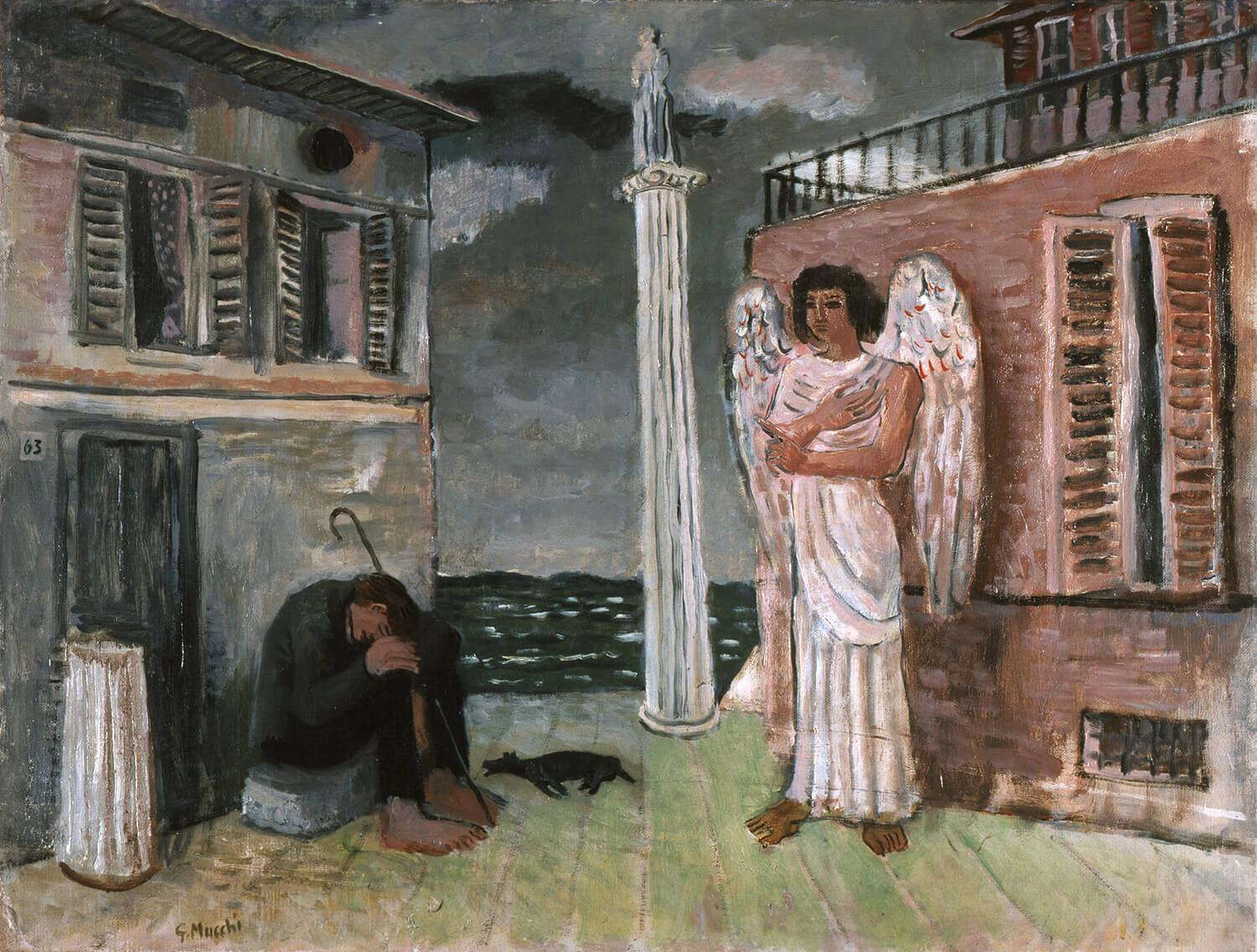 Gabriele Mucchi, Der müde Wanderer, 1931, Öl auf Leinwand, 50 x 64 cm