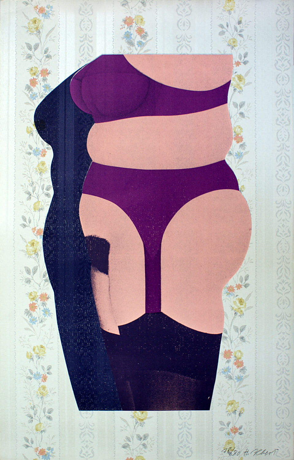 Hermann Albert, Frau, 1970, Siebdruck auf Tapete, Auflage: 20, 84 x 53 cm