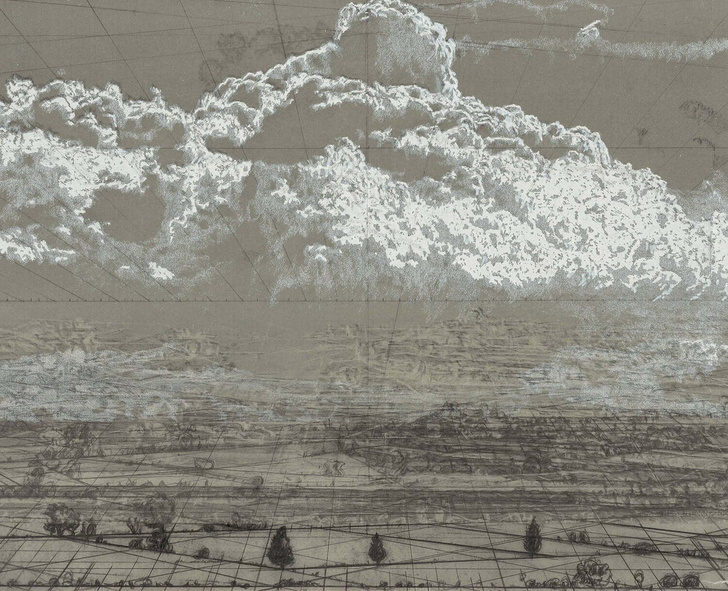 Heike Negenborn, Weiße Wolke Nr. 11, 2021, Chine Collé auf Büttenpapier, gerahmt, Unikatsgrafik, 50 x 60 cm