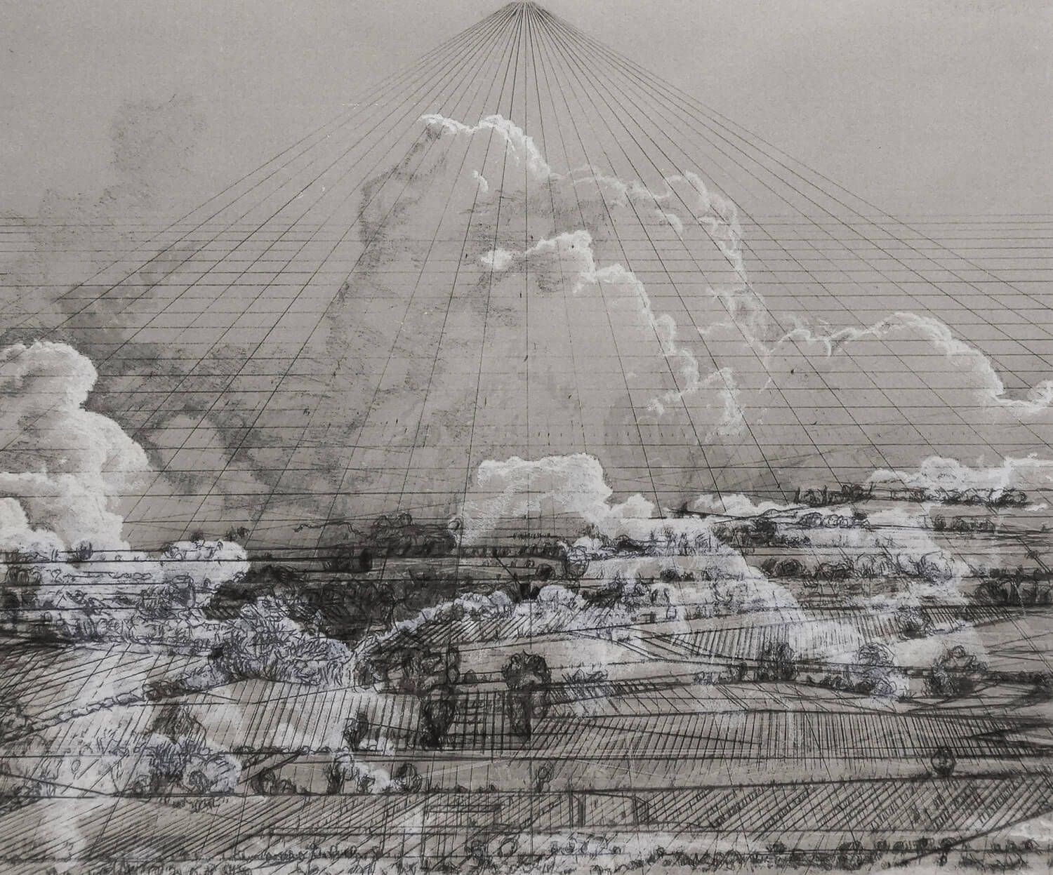 Heike Negenborn, Weiße Wolke Nr. 18, 2021, Chine Collé auf Büttenpapier, gerahmt, Unikatsgrafik, 50 x 60 cm