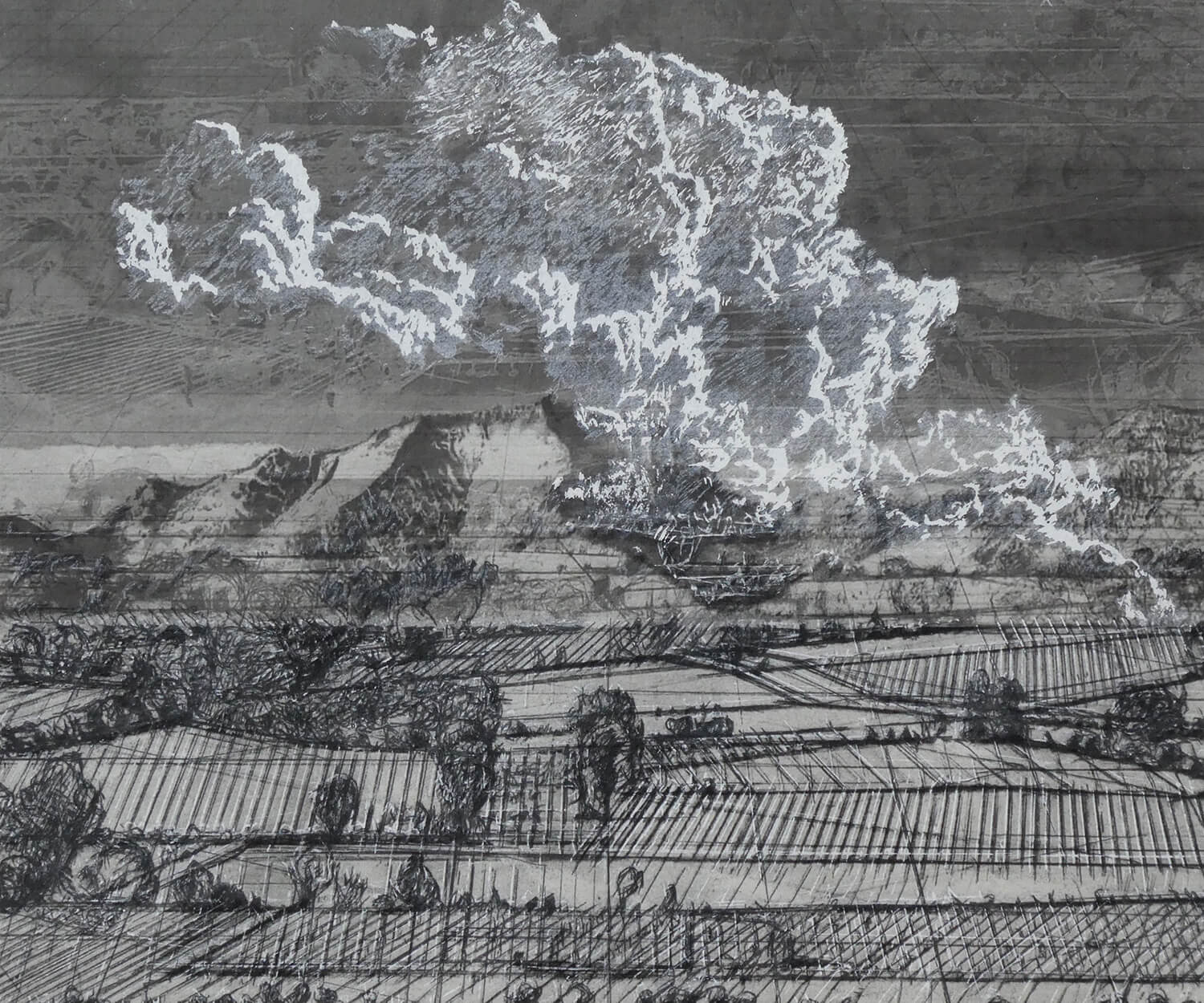 Heike Negenborn, Weiße Wolke Nr. 6, 2019, Mischtechnik auf Büttenpapier, gerahmt, 50 x 60 cm