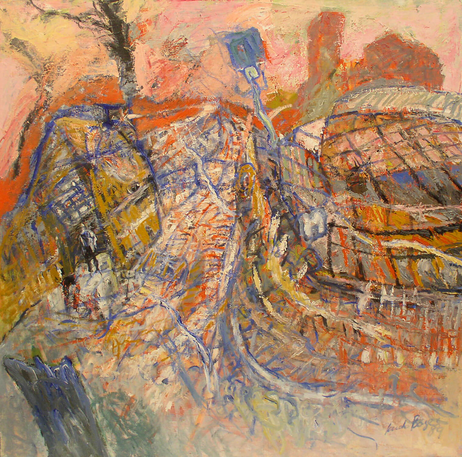 Jacobo Borges, Friedrichstraße II, 1989, Öl auf Leinwand, 120 x 120 cm