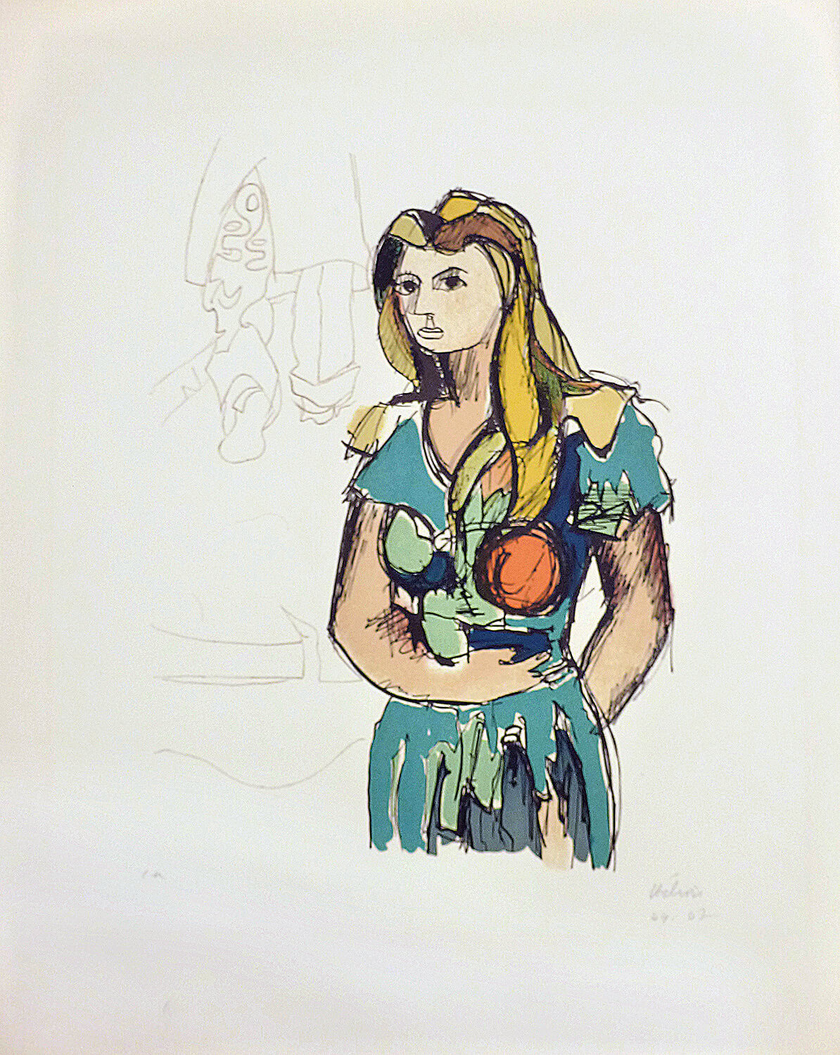 Jean Hélion, o. T. (Frau), 1967, Lithographie, e. a., 56 x 45 cm