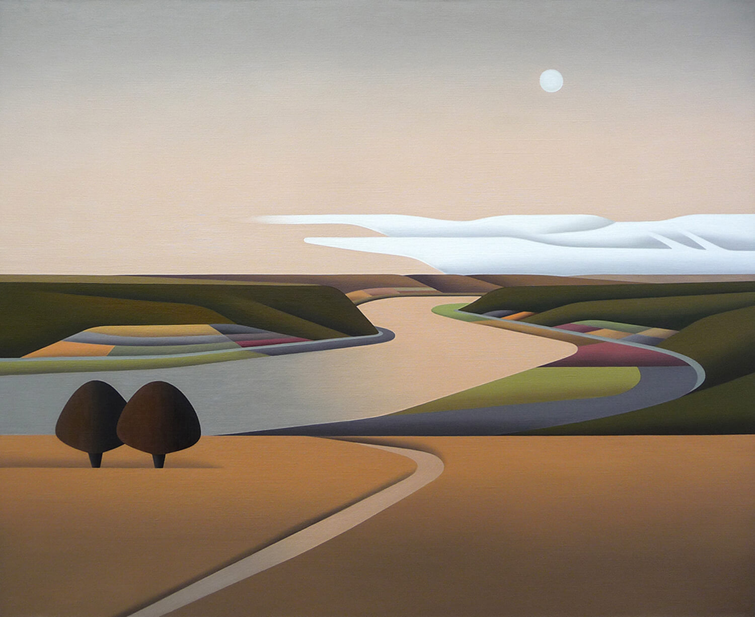 Jan Schüler, Autumn Evening on the Rhine, 2019, oil on canvas, 90 x 110 cm