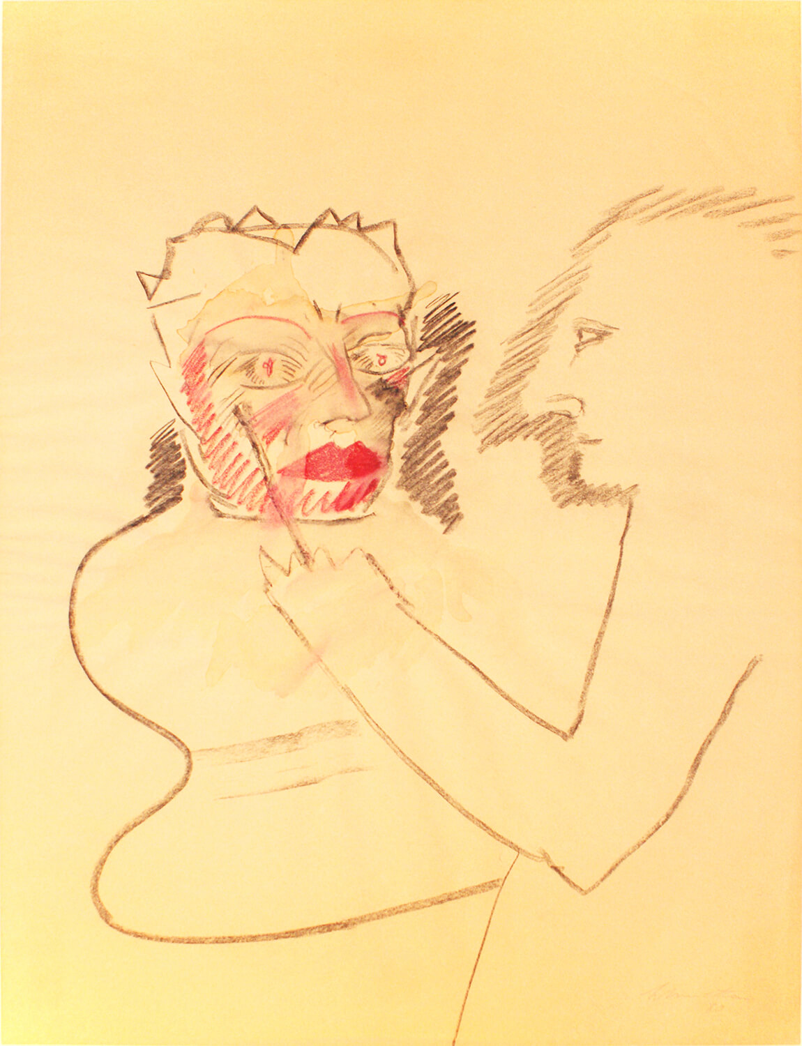 Joachim Schmettau, Maler, 1980, Kohle, Aquarell, Pastell auf Papier, 79 x 60 cm