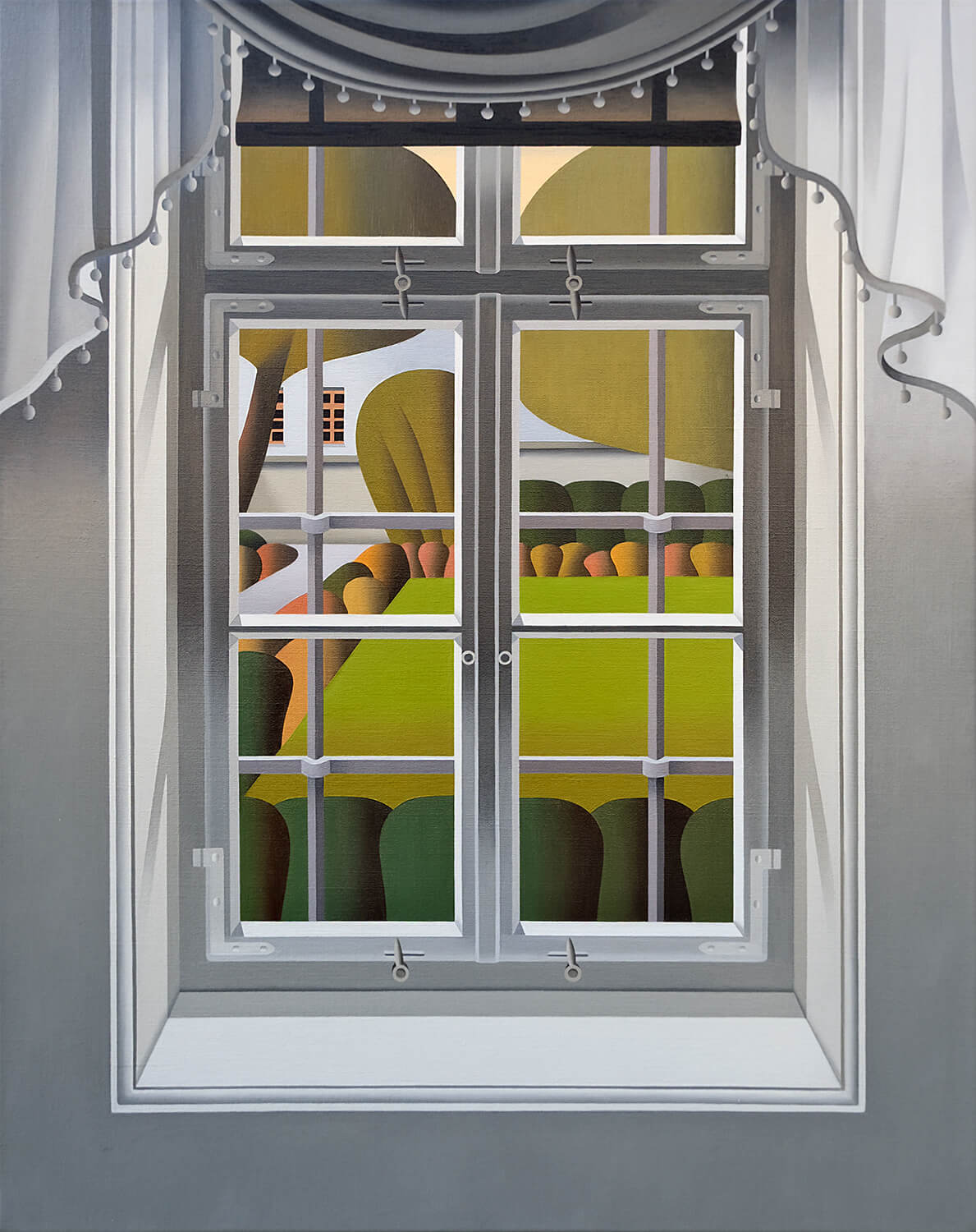 Jan Schüler, Weimar: Blick aus Goethes Wohnhaus in den Garten, 2022, Öl auf Leinwand, 100 x 80 cm