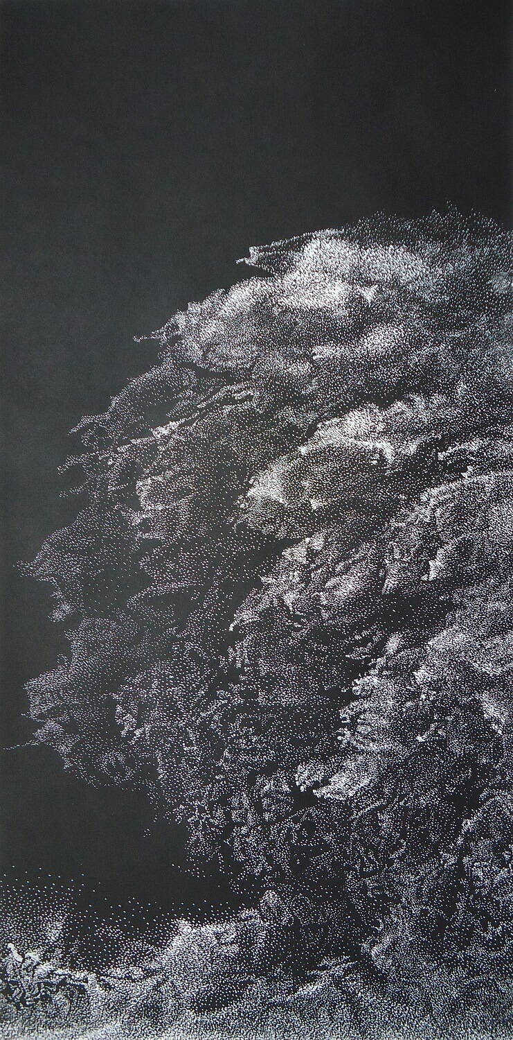 ORLANDO, Schwere See II, 2022, Linolschnitt auf Chinapapier, 85 x 45,5 cm