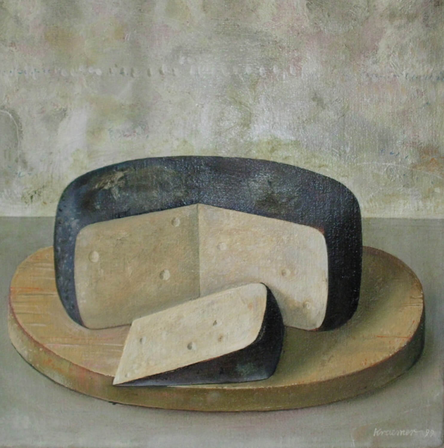 Dieter Kraemer, Parmigiano Reggiano, 1999, Öl auf Leinwand, 40 x 40 cm