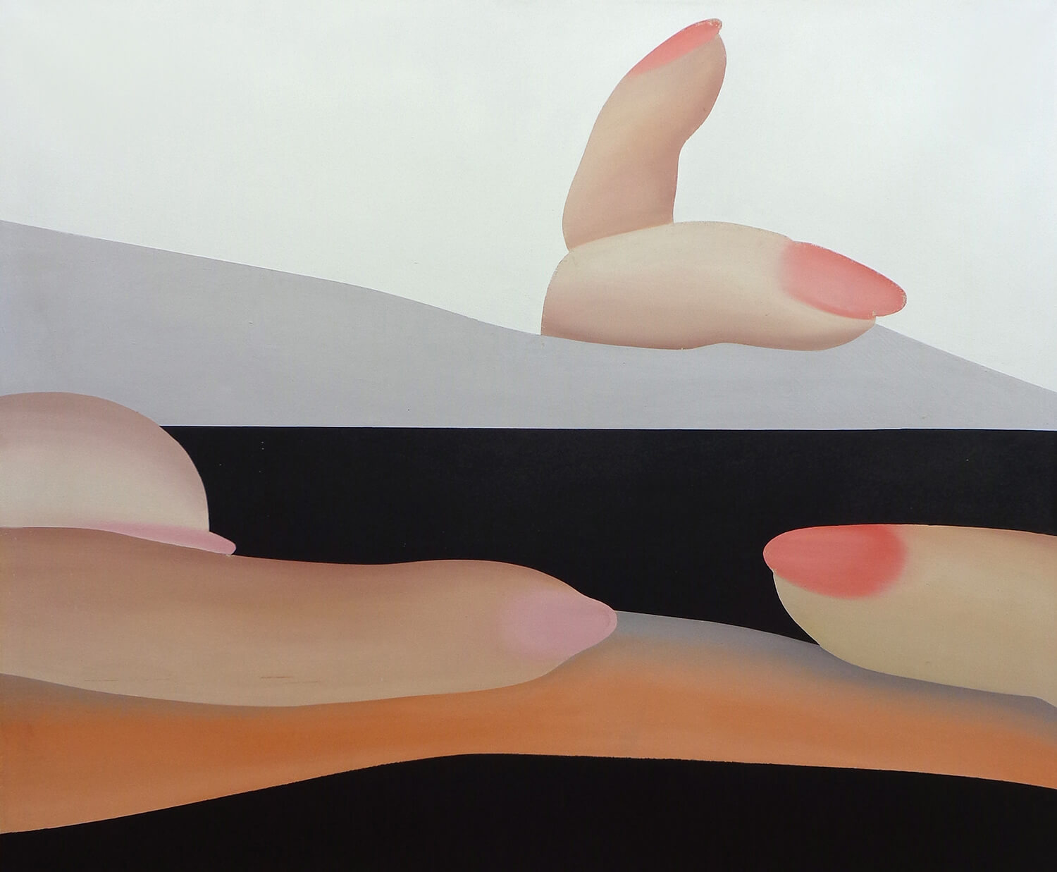 Lambert Maria Wintersberger, Caresse 2, 1966, Acryl auf Leinwand, 145 x 157 cm