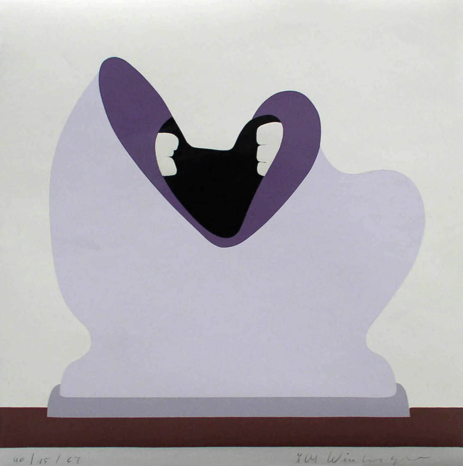 Lambert Maria Wintersberger, o. T. (Kopf, violett), 1967, Siebdruck, Auflage: 40, 40 x 40 cm