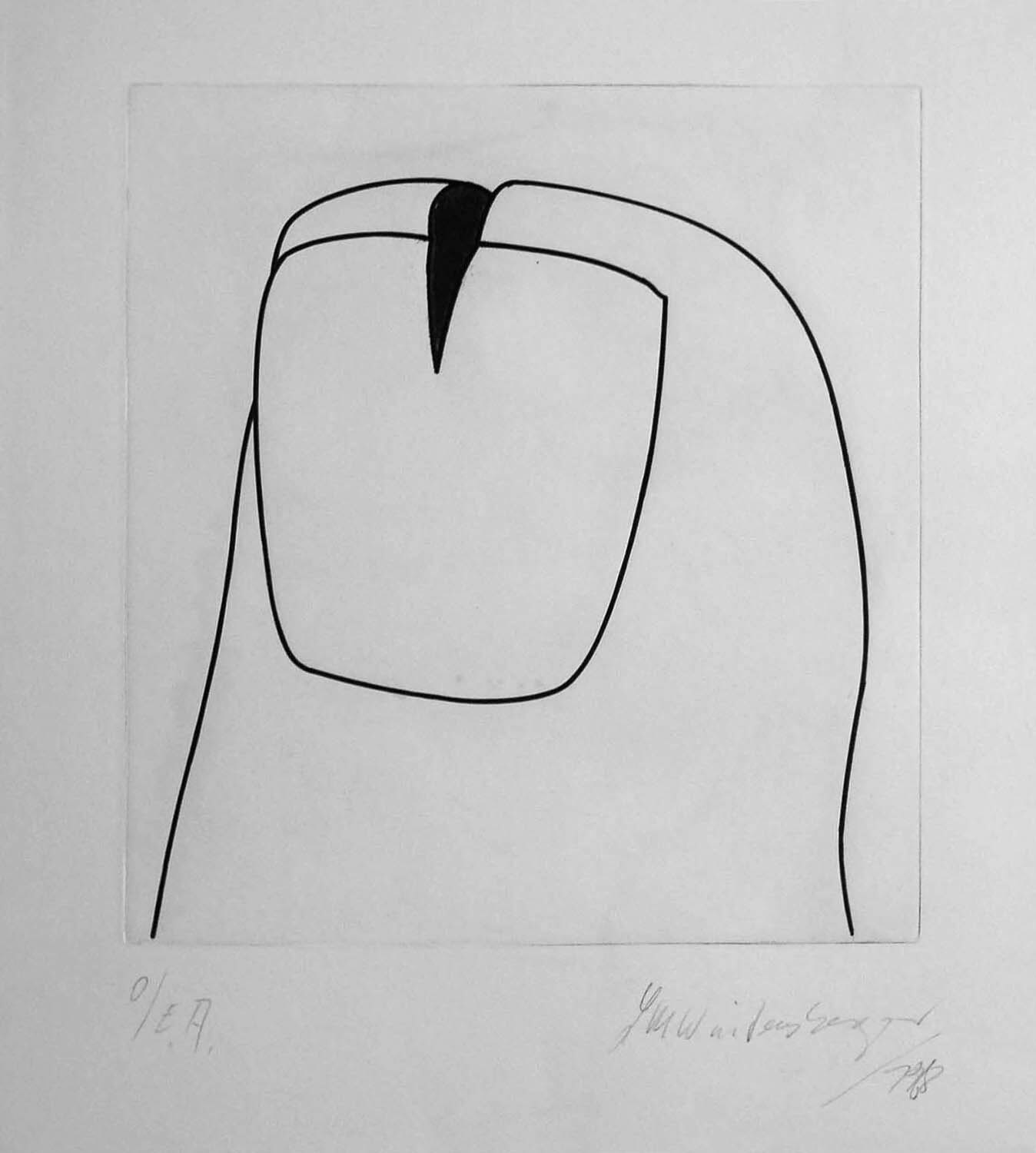 Lambert Maria Wintersberger, o. T. (eingeschnittener Daumen), 1970, Radierung, e. a., 78,5 x 61 cm