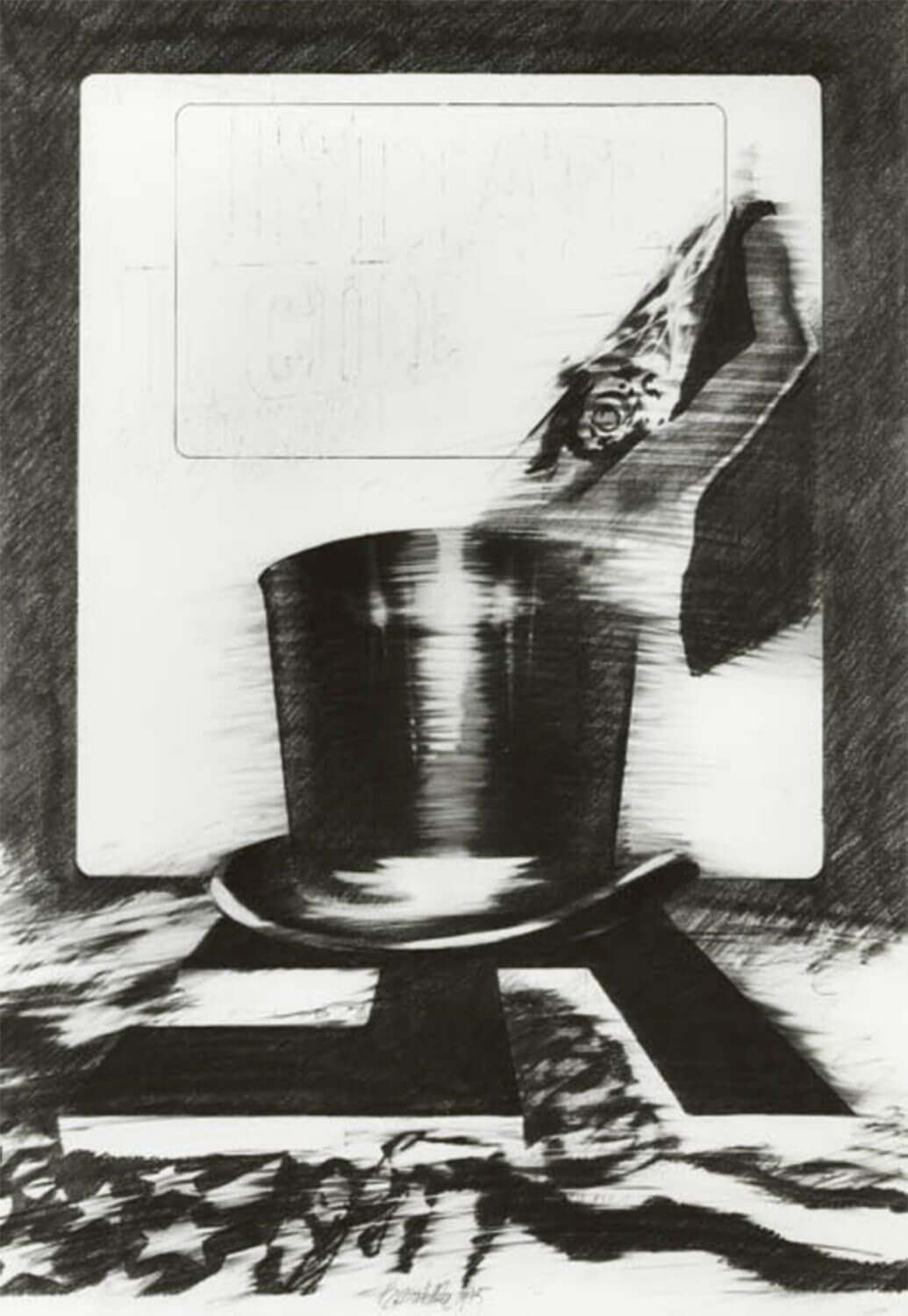 Paolo Baratella, Visitate il Cile..., 1975, Graphit auf Papier, 86 x 61 cm