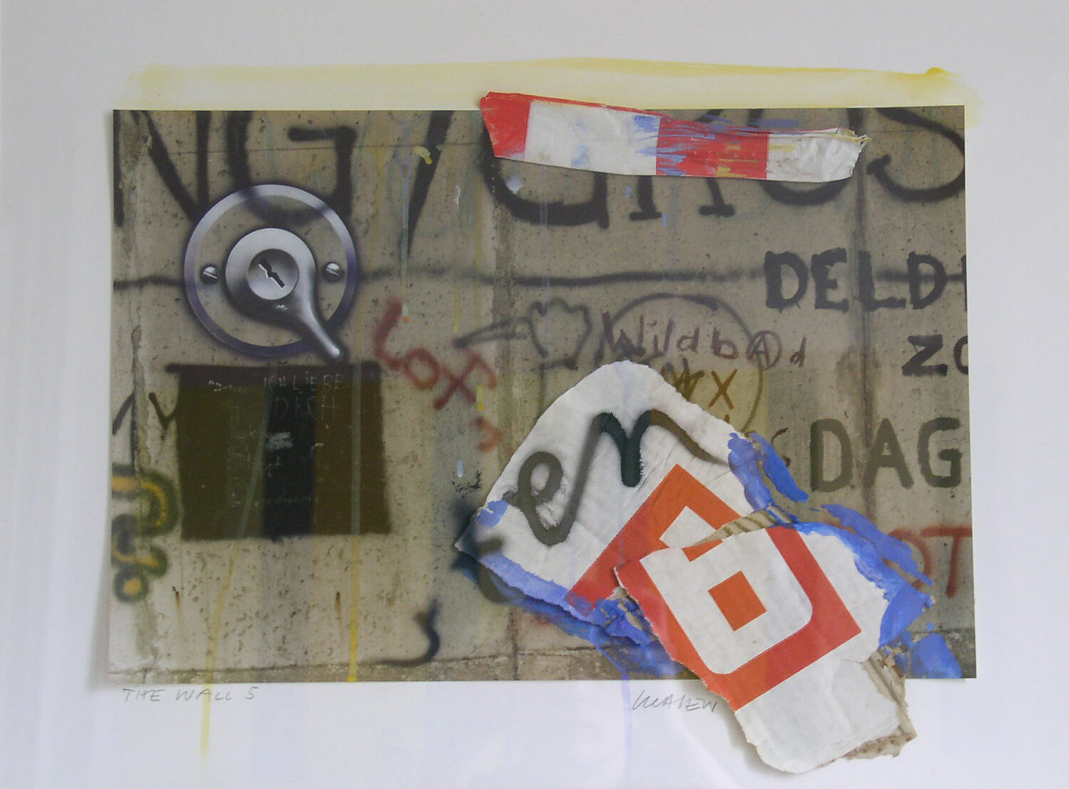 Peter Klasen, The Wall, 1988, Gouache und Collage auf Papier, 42 x 56 cm