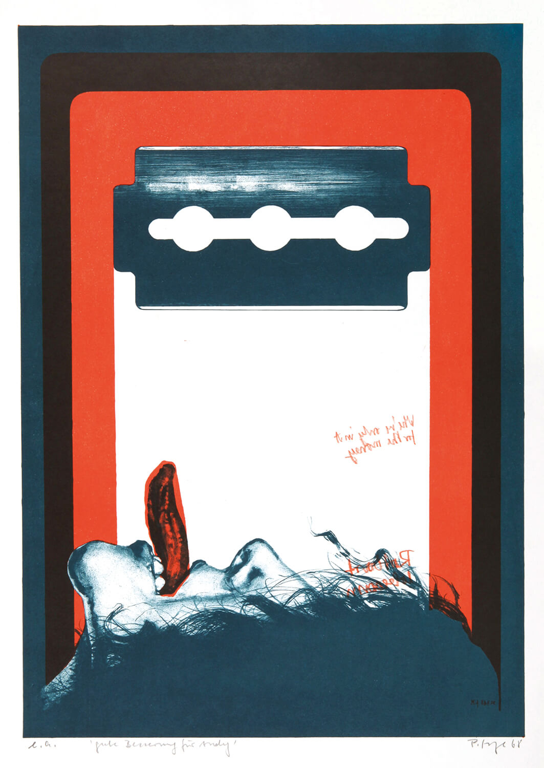 Peter Sorge, Gute Besserung für Andy, 1968, Farblithographie, Auflage: 50, 49,5 x 35 cm