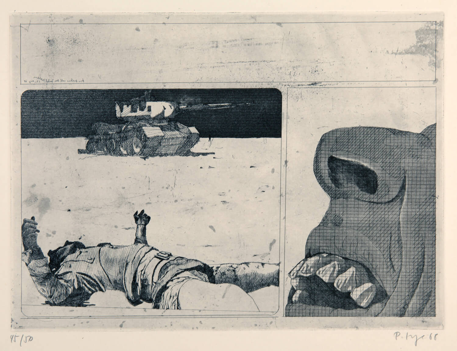 Peter Sorge, Sinai, 1968, Radierung, Auflage: 50, Bild: 29 x 39,6 cm, Blatt: 47,7 x 64 cm