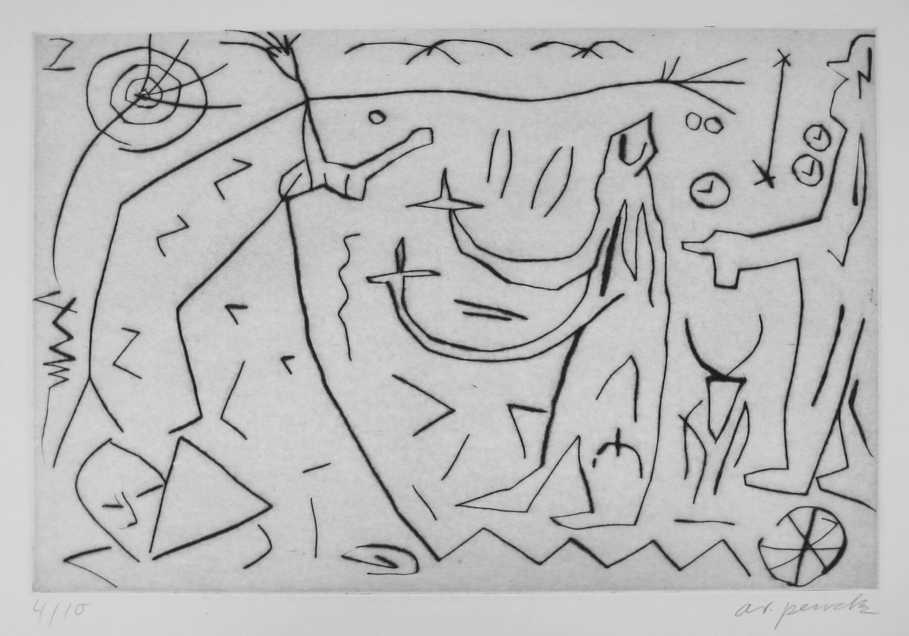 A. R. Penck, Der Papst, 1984, Radierung, 4/10, 30 x 39,5 cm