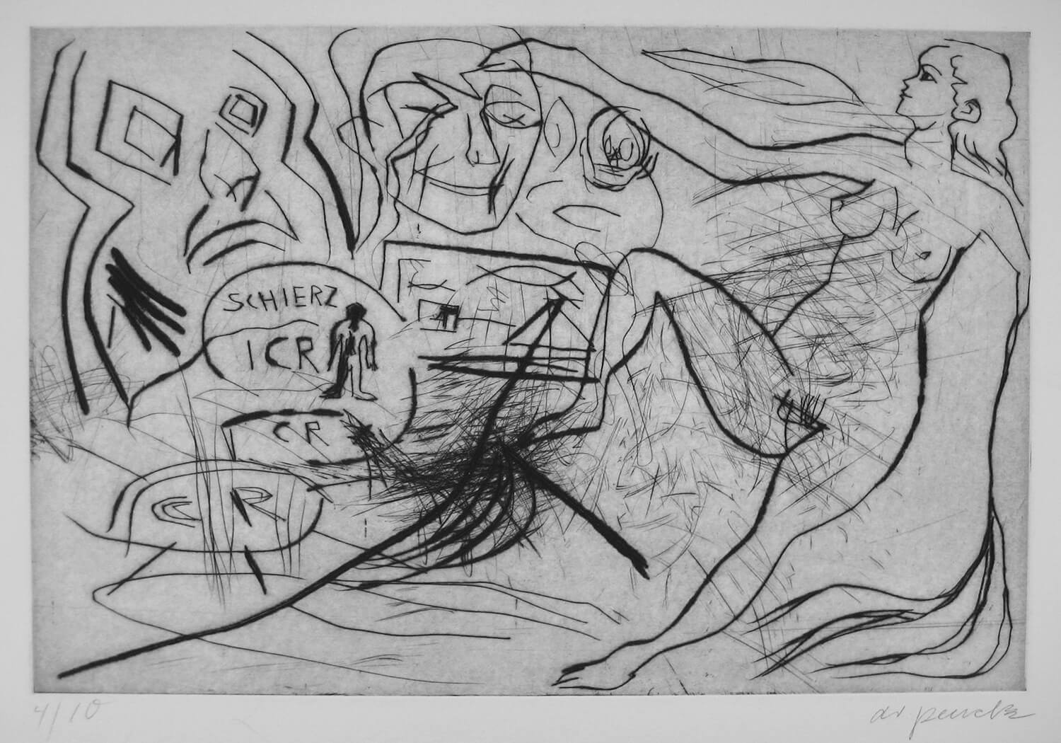 A. R. Penck, Schierz, 1984, Radierung, 4/10, 30 x 39,5 cm