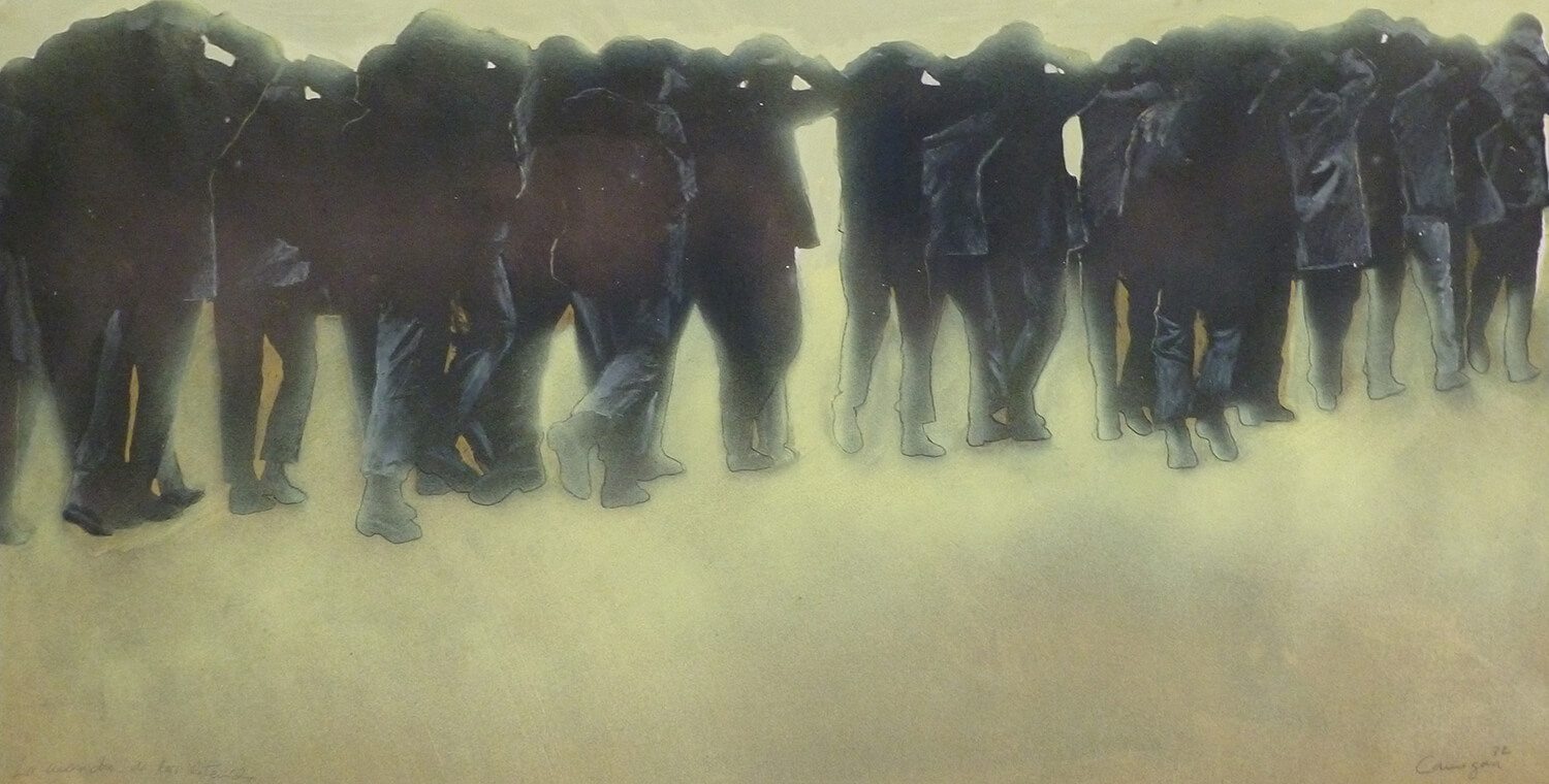 Rafael Canogar, March of the Prisoners, 1972, gouache on paper, 34 x 67.5 cm
