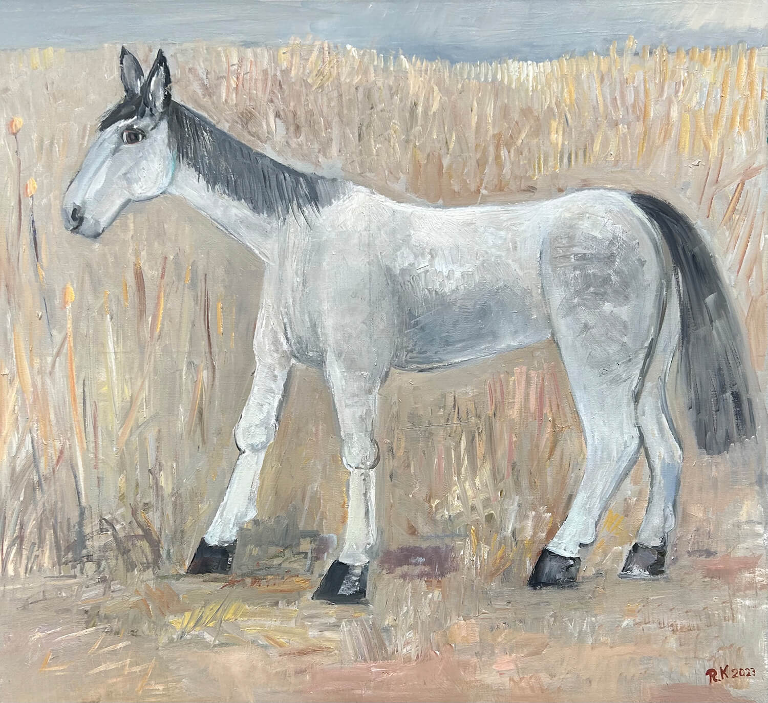 Ralf Kerbach, Pferd, 2023, Öl auf Leinwand, 110 x 125 cm