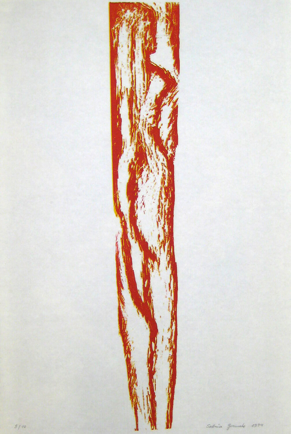 1994, Holzschnitt auf Japanpapier (rot), Auflage: 10, 92 x 62 cm