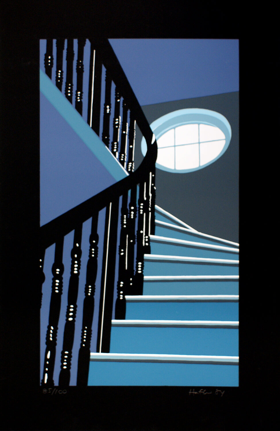 Sarah Haffner, Blaue Treppe III, 1984, Siebdruck, Auflage: 100, 84,7 x 55 cm
