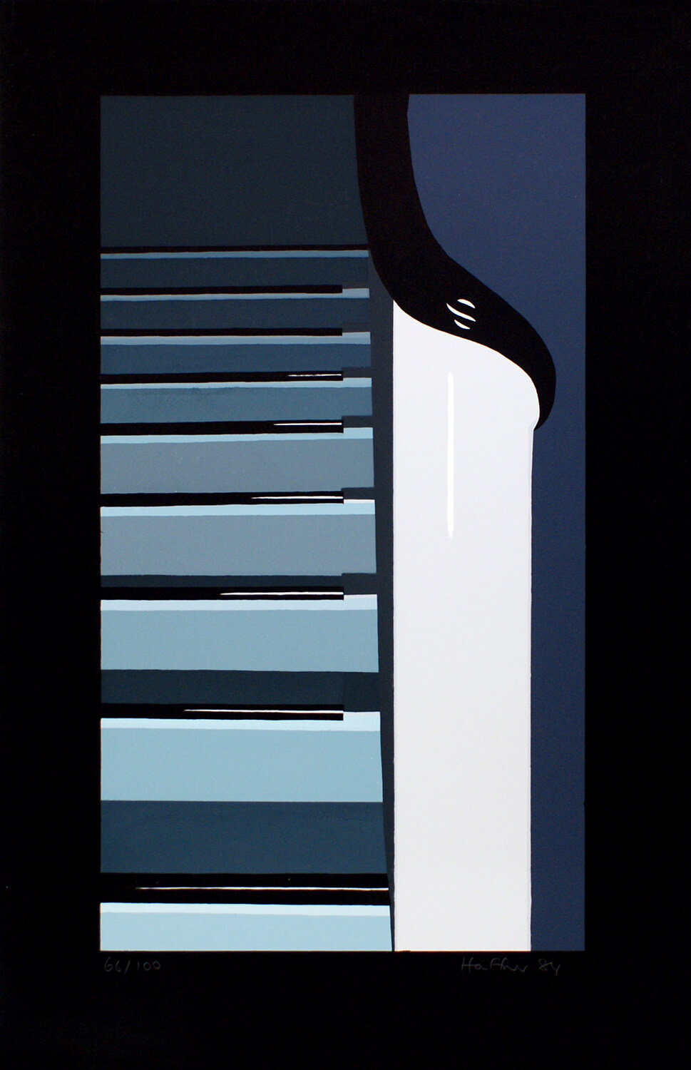 Sarah Haffner, Blaue Treppe II, 1984, Siebdruck, Auflage: 100, 84,7 x 55 cm