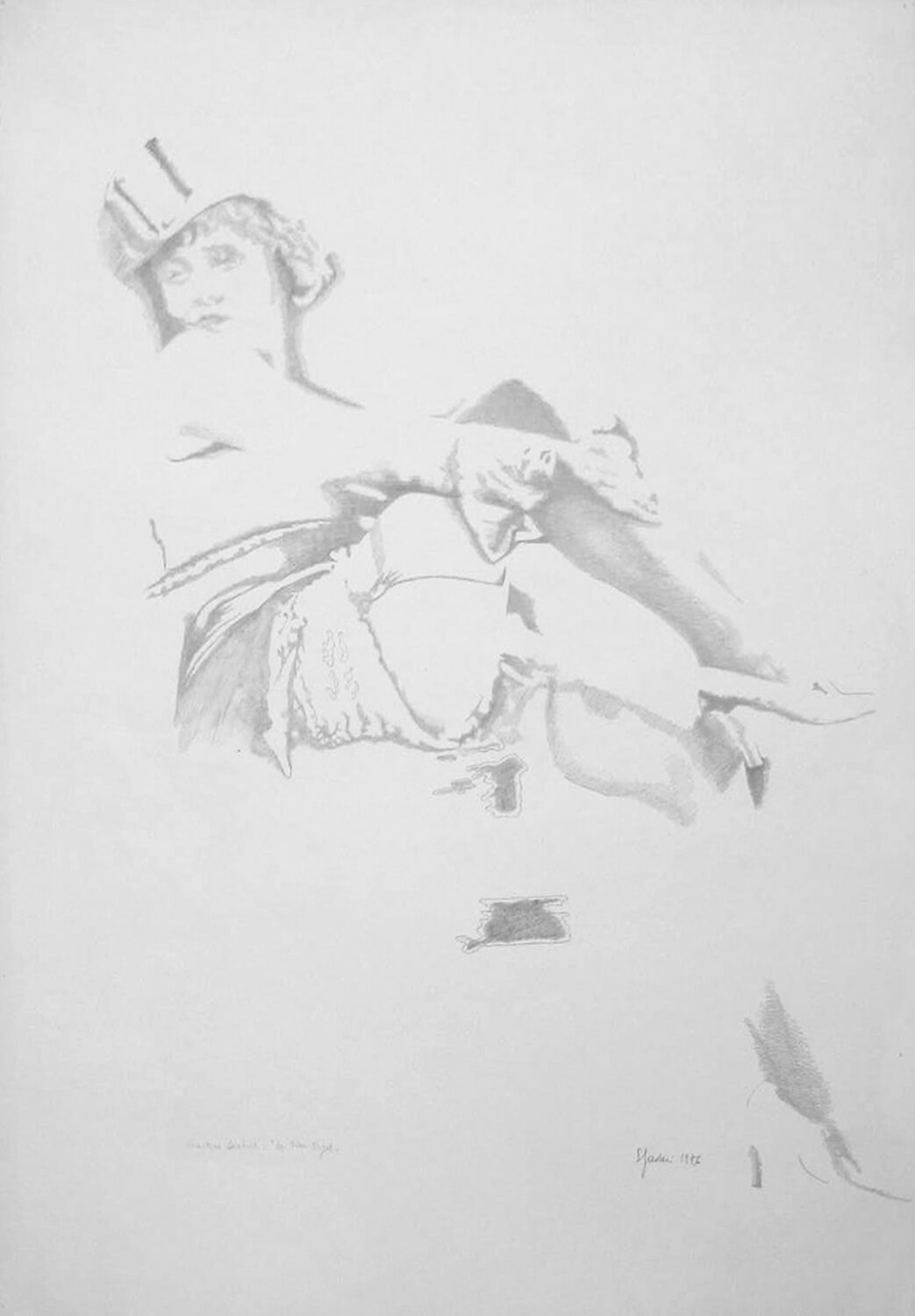 Giangiacomo Spadari, Marlene Dietrich: Der blaue Engel, 1974, Graphit auf Papier, 100 x 70 cm