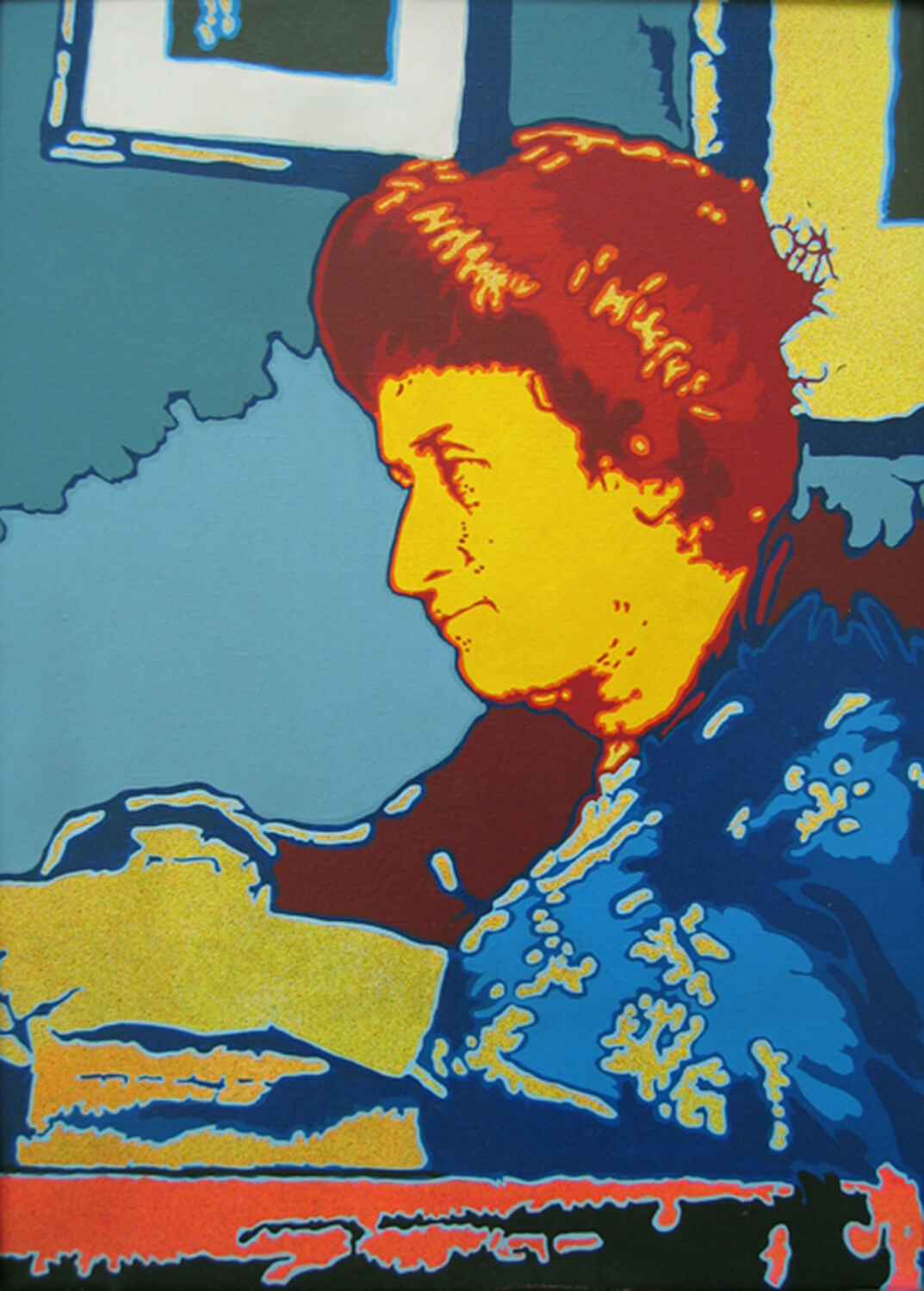 Giangiacomo Spadari, Despite Everything (Rosa Luxemburg), 1973, screen print on canvas, 80 x 60 cm