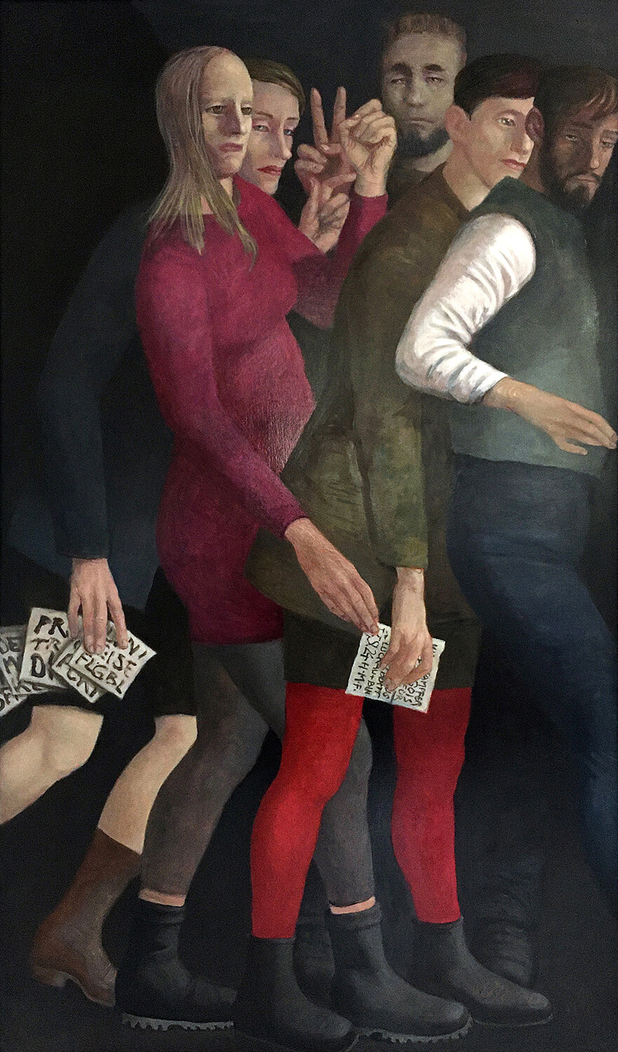 Volker Stelzmann, Fleier, 2024, Mischtechnik auf MDF, 170 x 100 cm