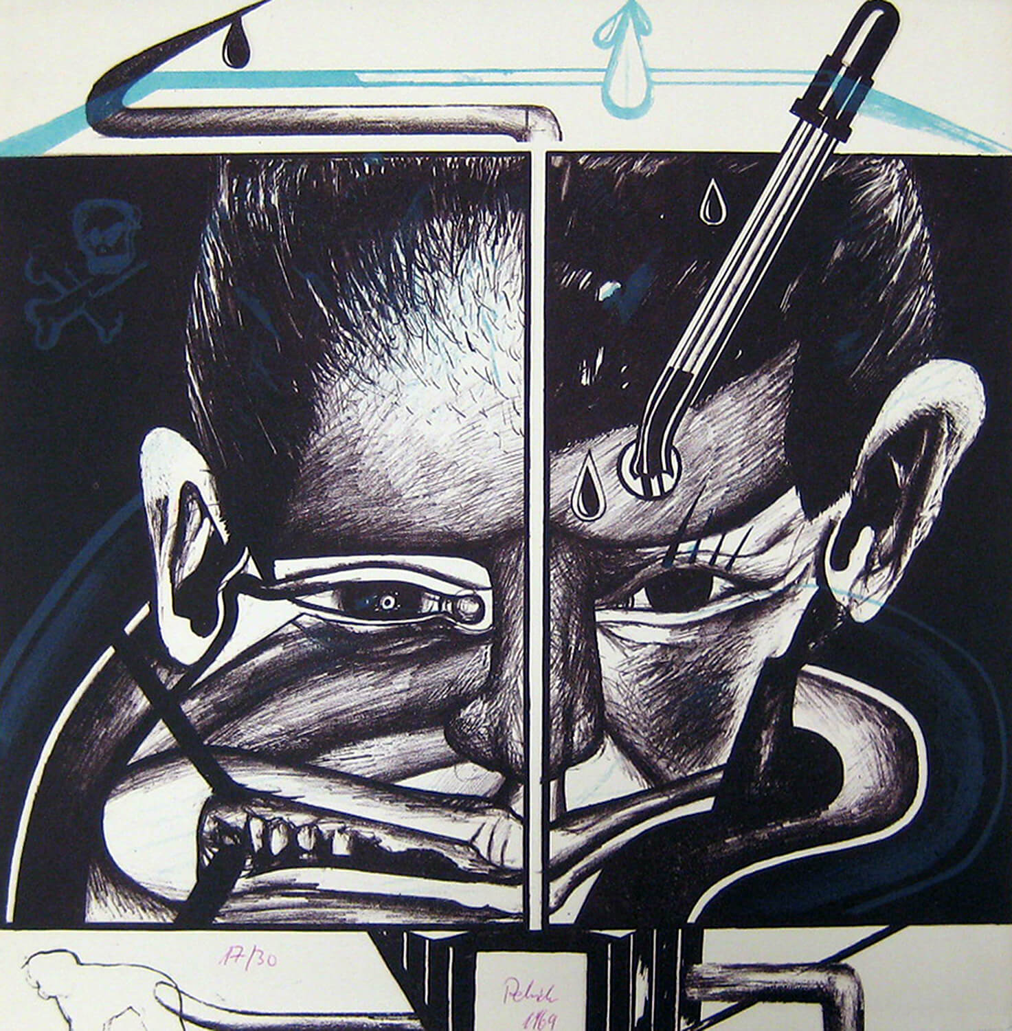Wolfgang Petrick, Mann mit Pipette, 1969, Lithographie, Auflage: 30, 43 x 42,7 cm