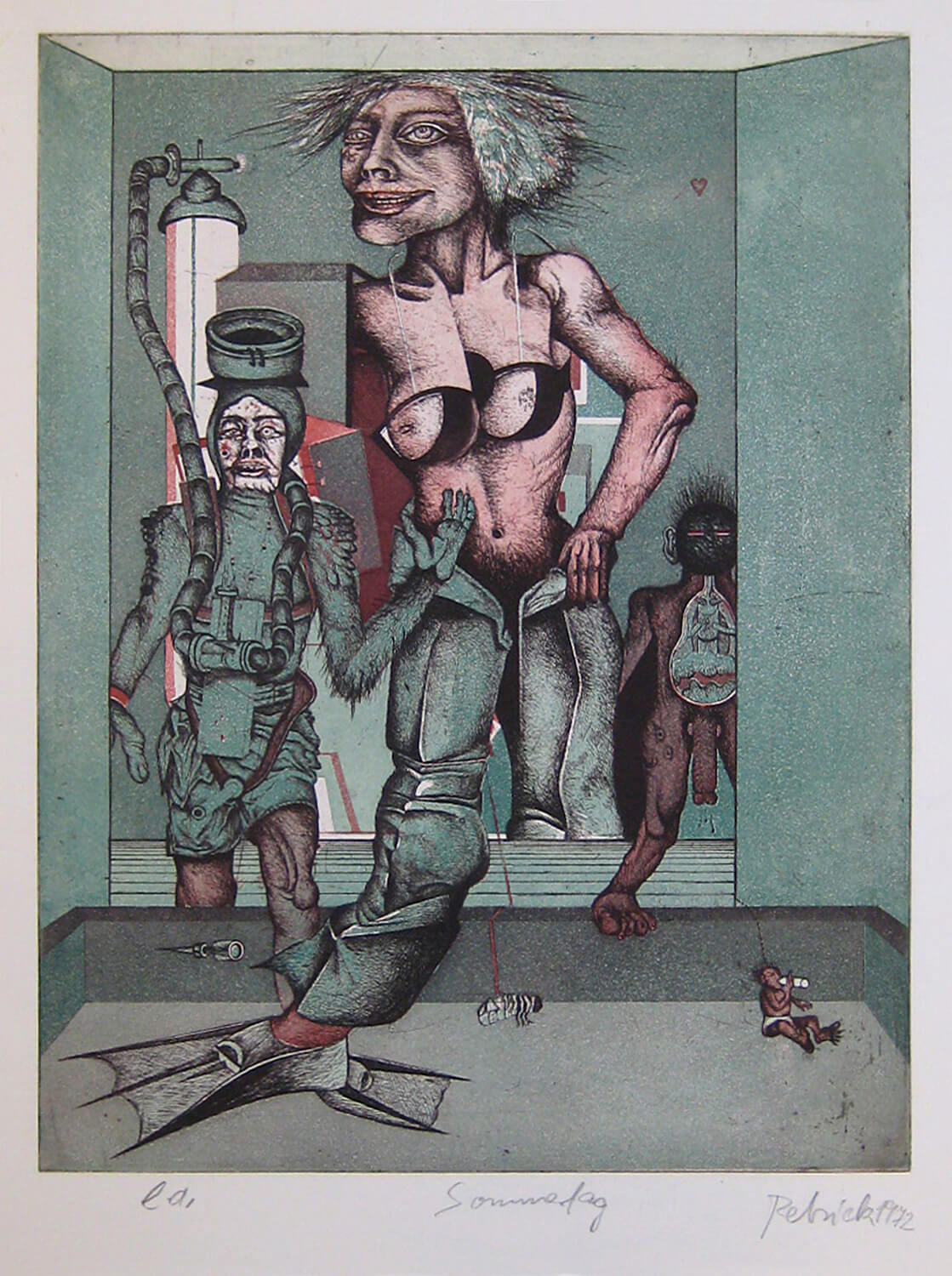Wolfgang Petrick, Sommertag, 1972, Farbradierung, e. a., 76 x 53,5 cm