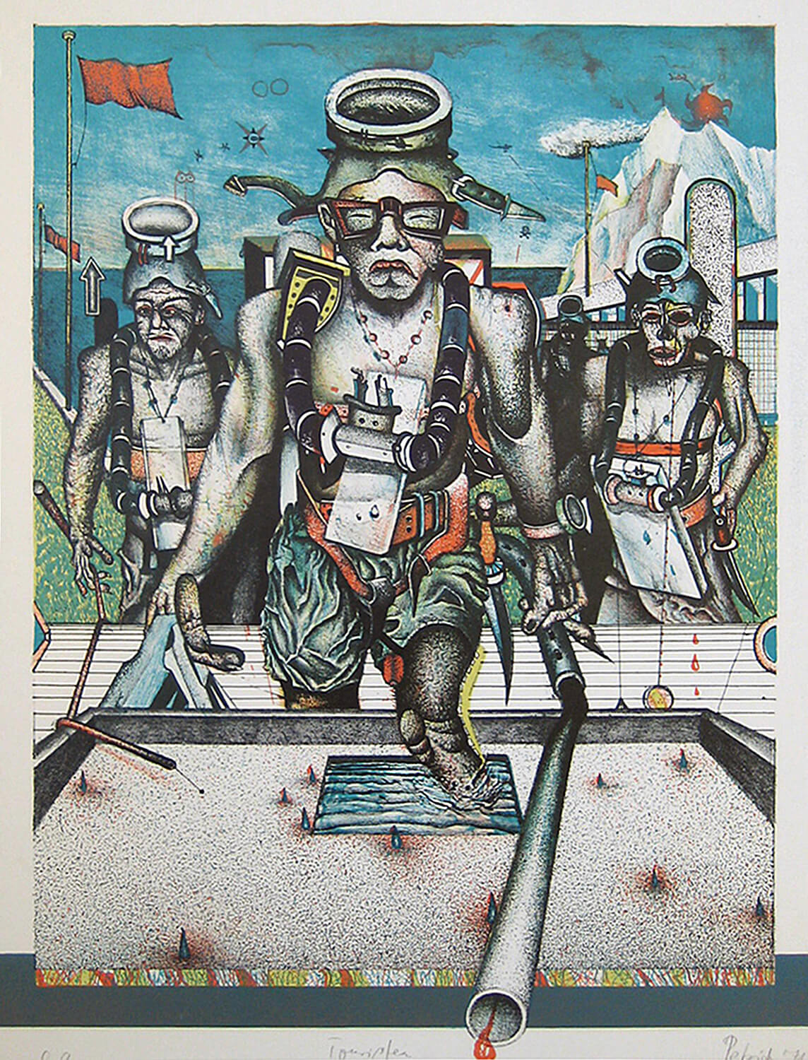 Wolfgang Petrick, Touristen, 1971, Lithographie, e. a., 68 x 50 cm