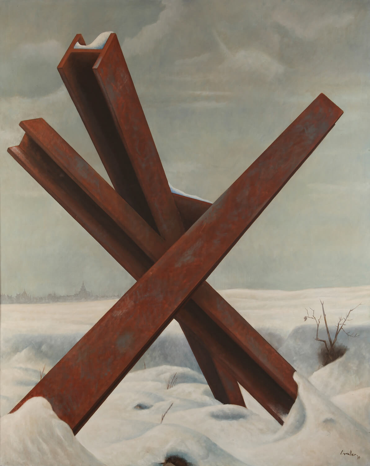 Jürgen Waller, Memorial outside Moscow, 1974, oil on canvas, 150 x 120 cm